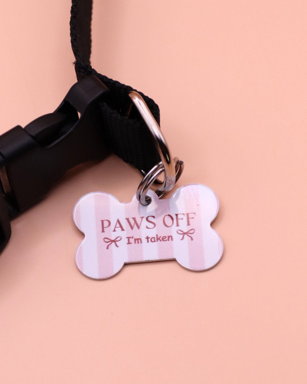 Paws Off Im Taken Bows Dog Tag