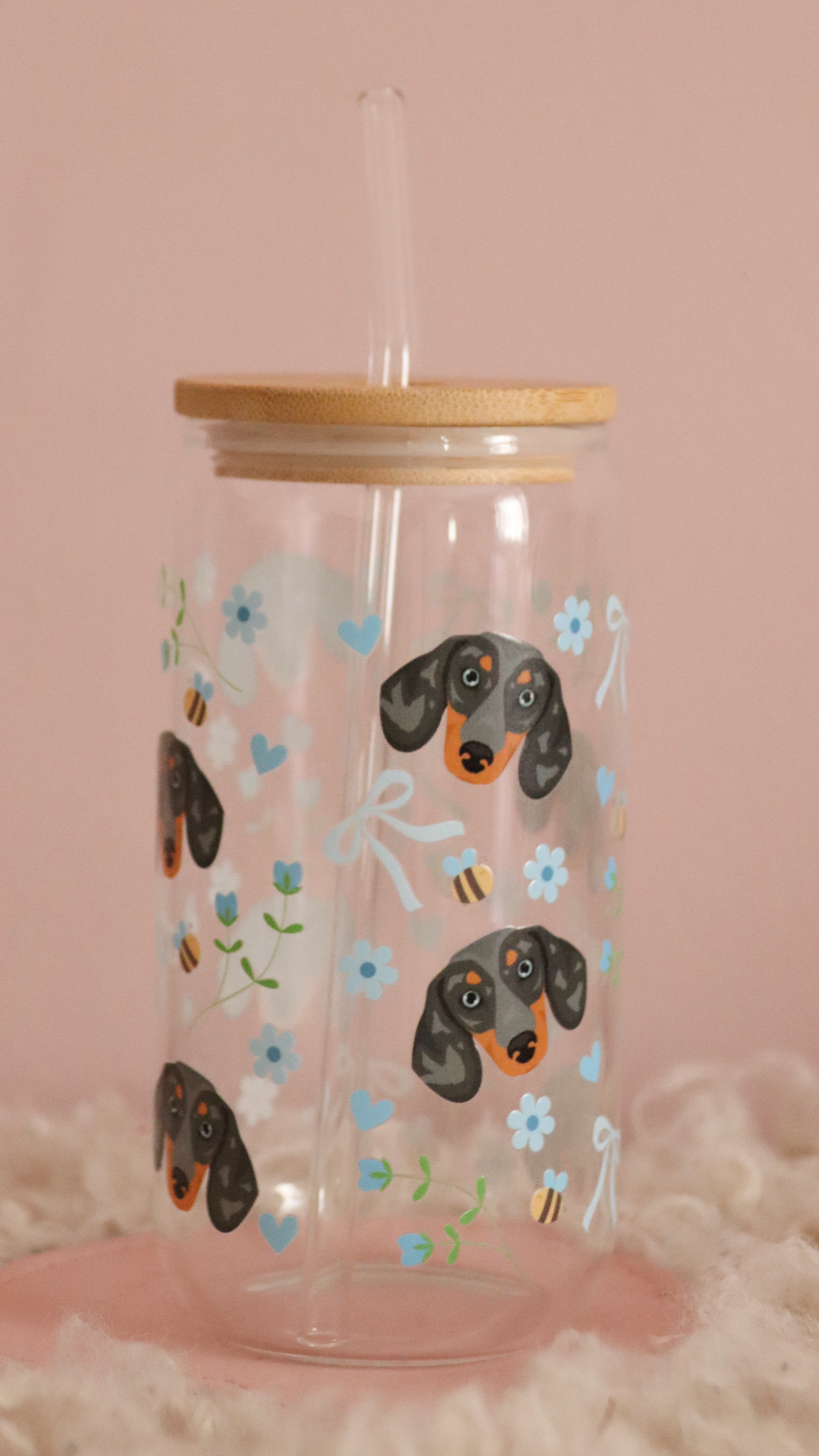 Dappled Dachshund Blue Bee Bows