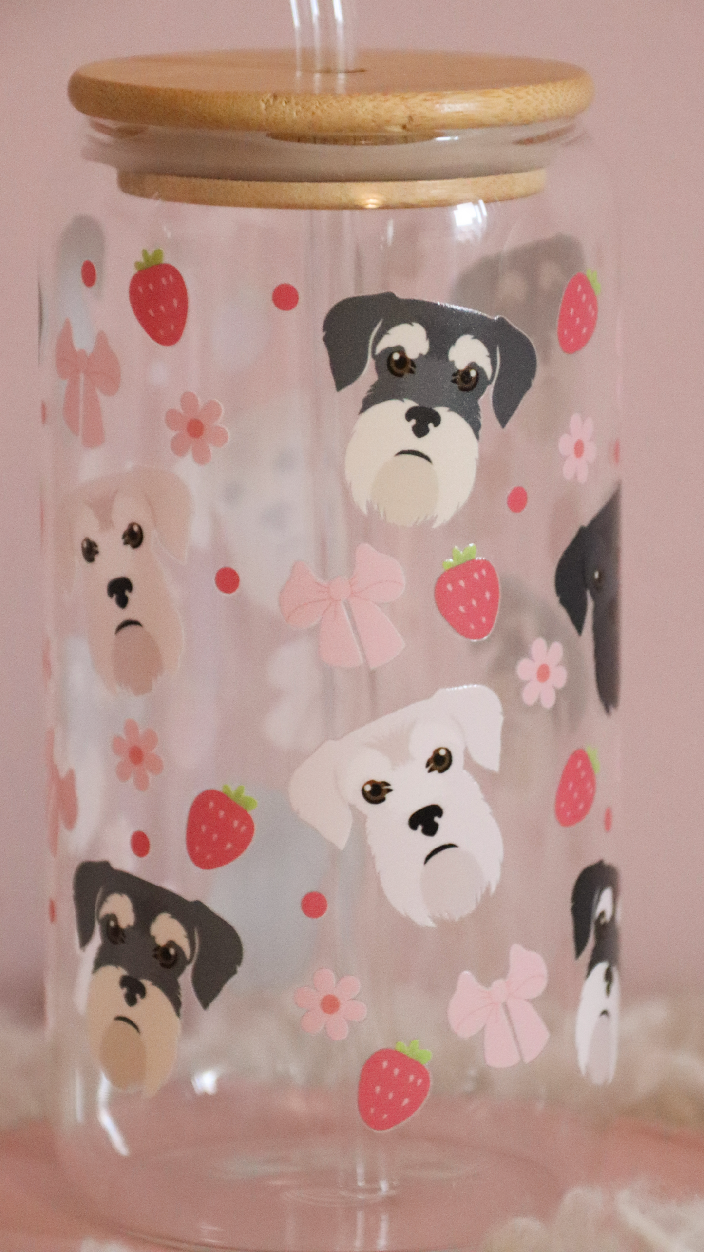 Schnauzer Pink Strawberry Bows
