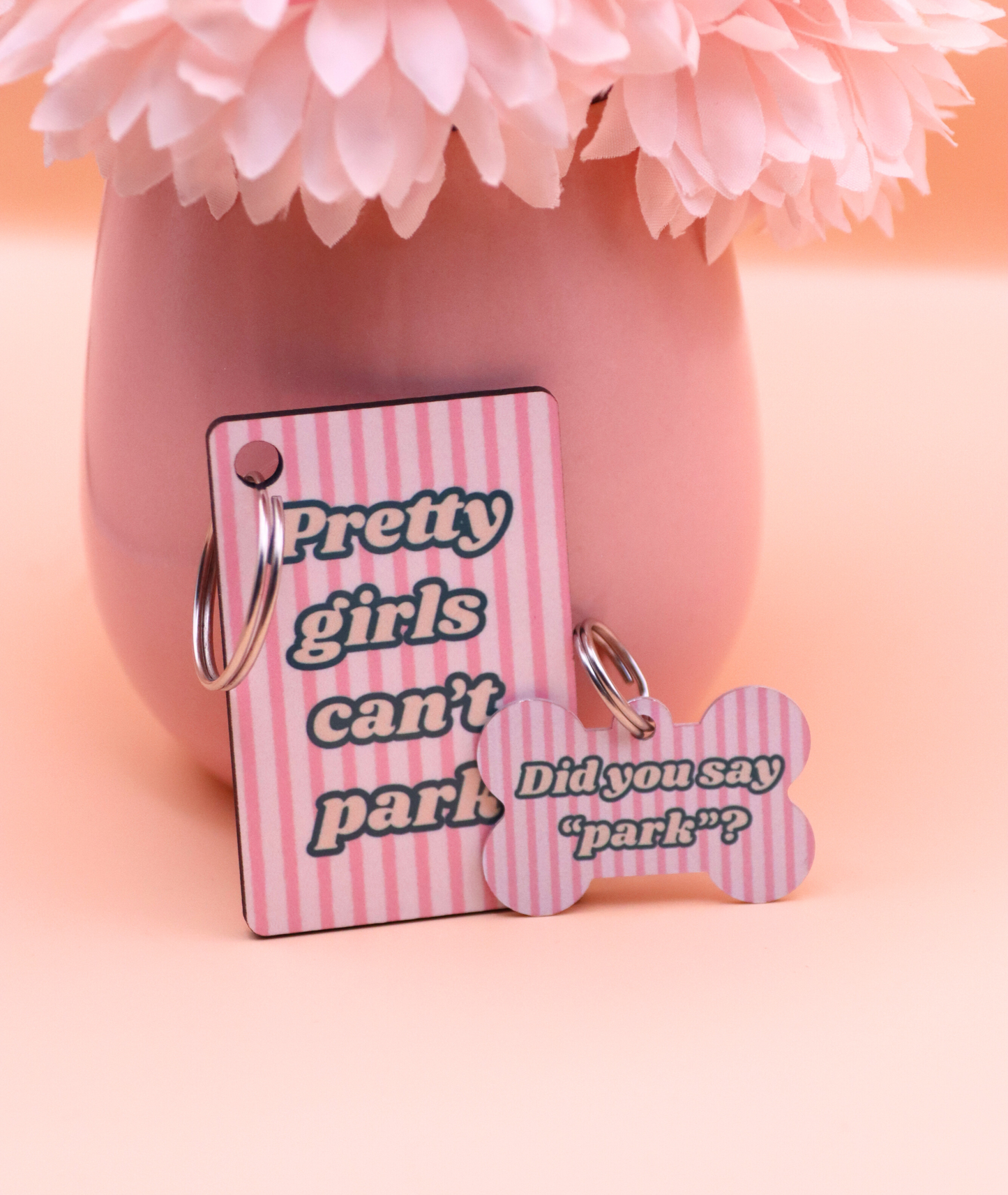 Pretty Girls Can't Park - Did You Say 'Park'? Keyring & Dog Tag Set