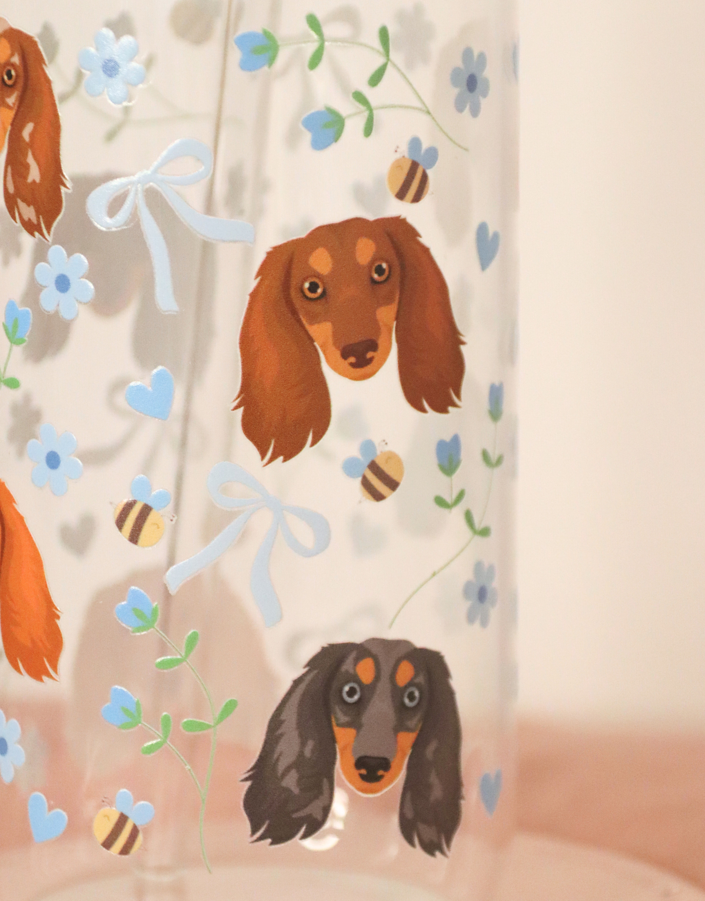 Long Haired Dachshund Blue Bee Bows