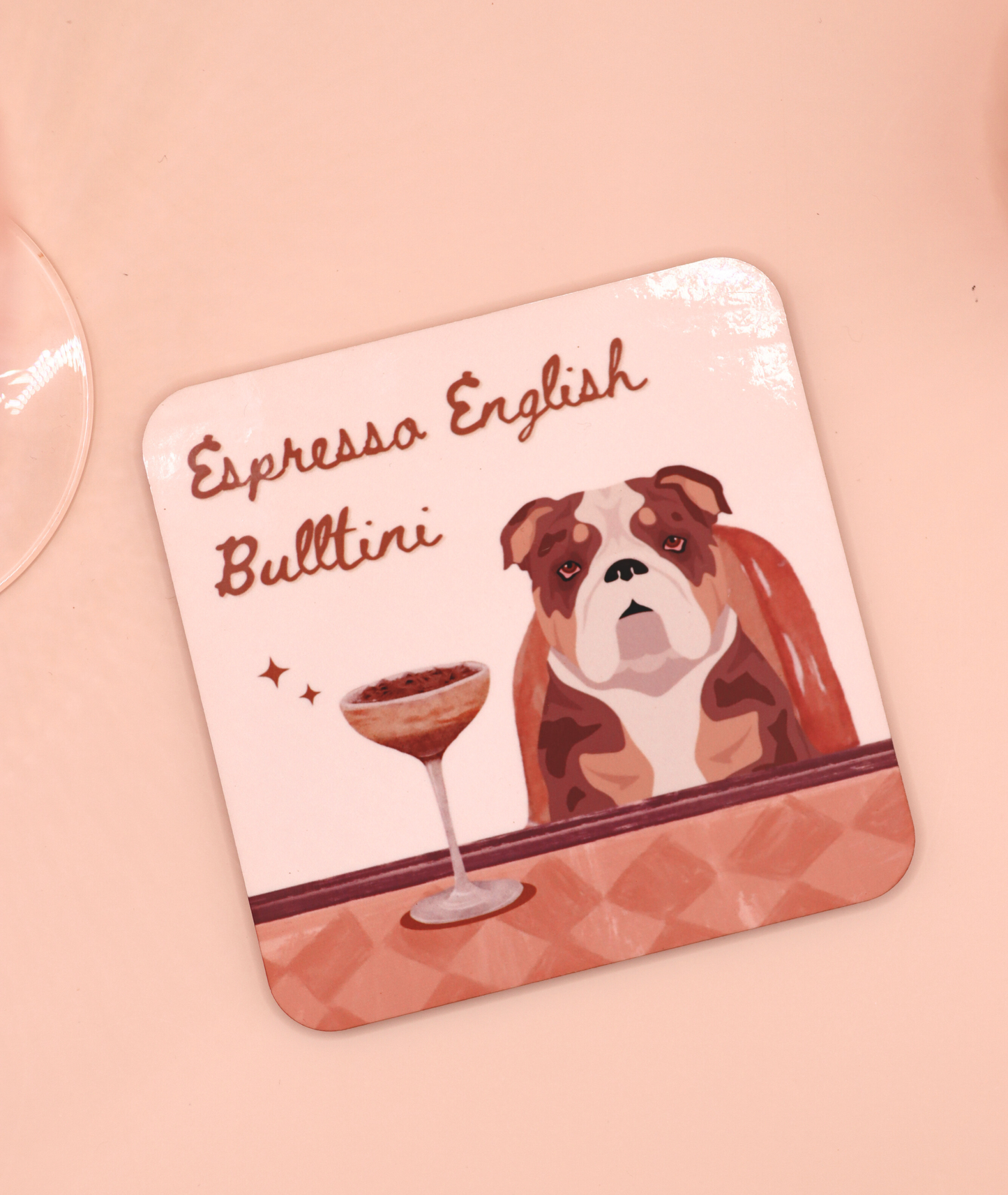 Espresso English Bulltini Coaster (Custom Fur Coat)