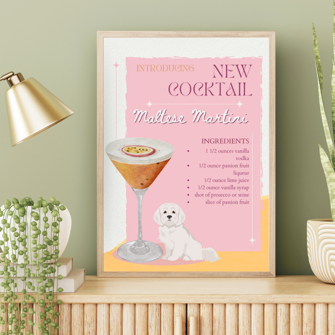 Maltese Martini Poster