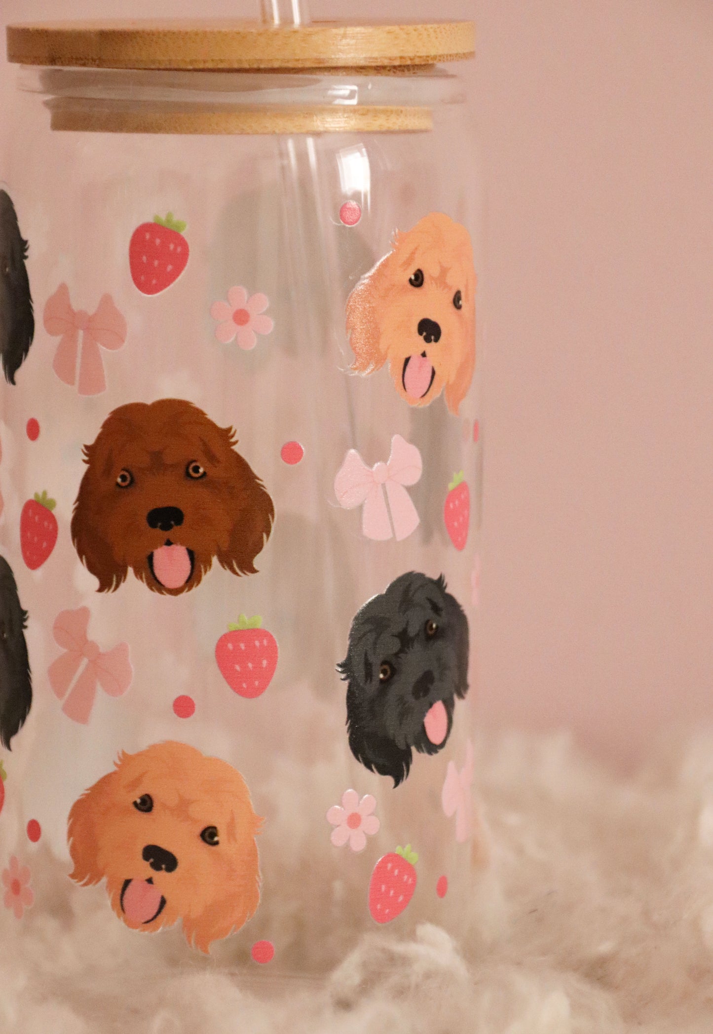 Cockapoo Strawberry Pink Bows