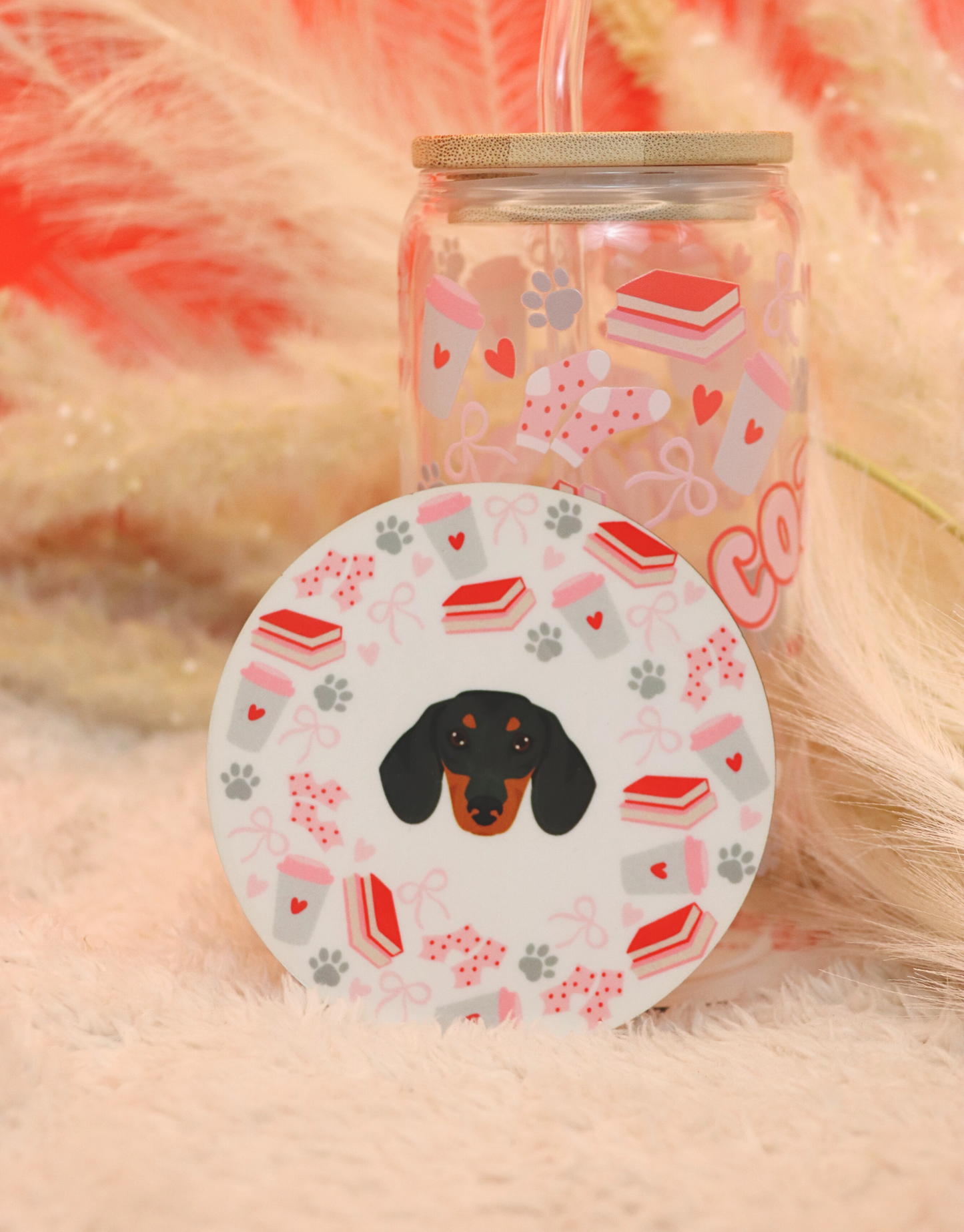 Red Custom Cozy Paws Coaster