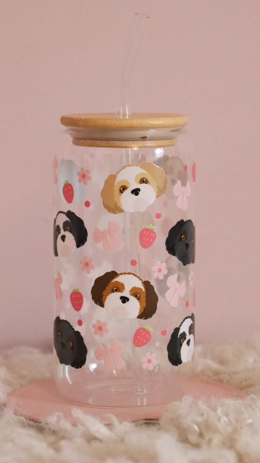 Shih Tzu Pink Strawberry Bows