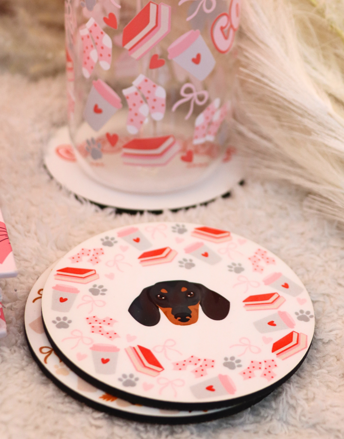 Red Custom Cozy Paws Coaster