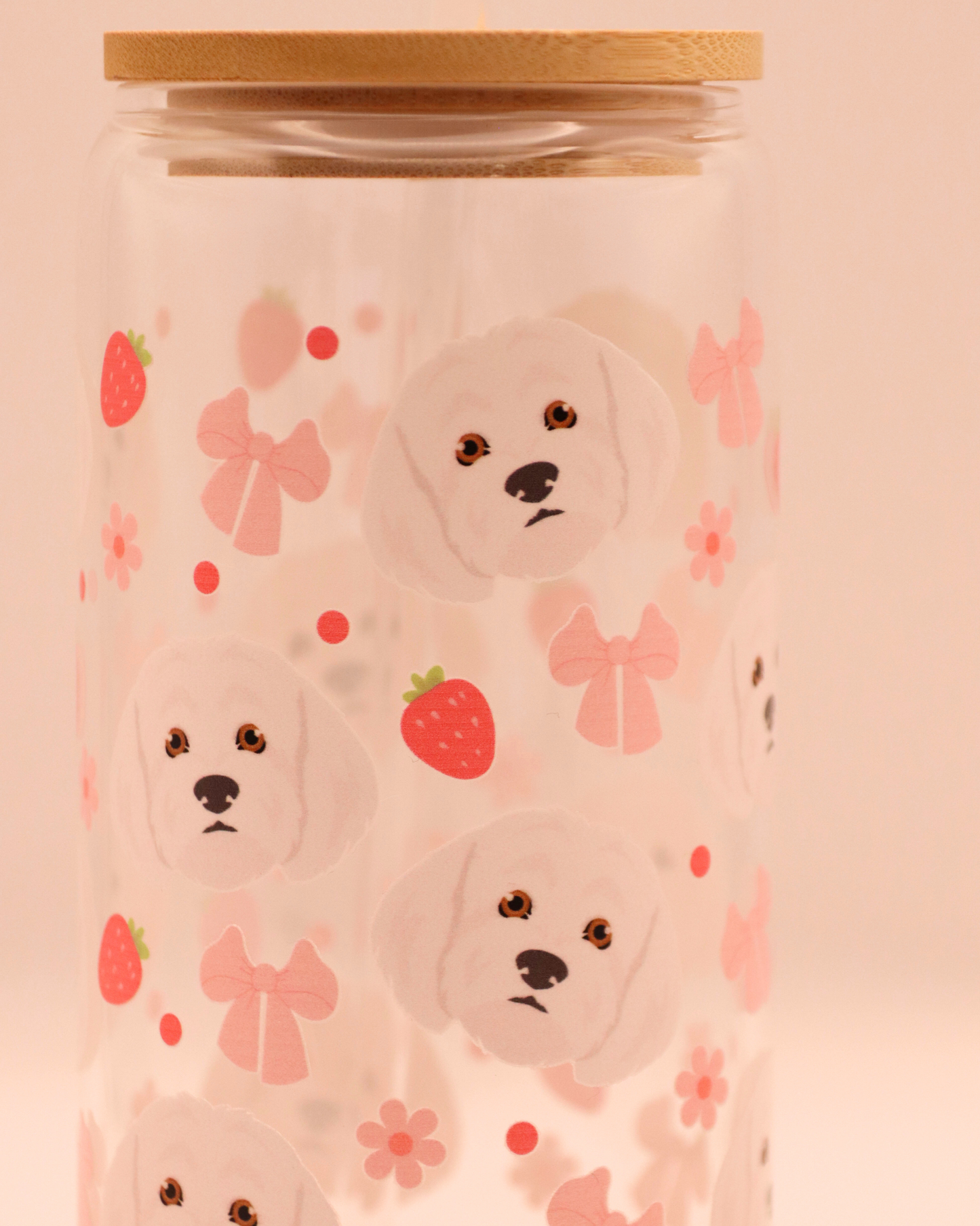 Maltese Pink Strawberry Bows