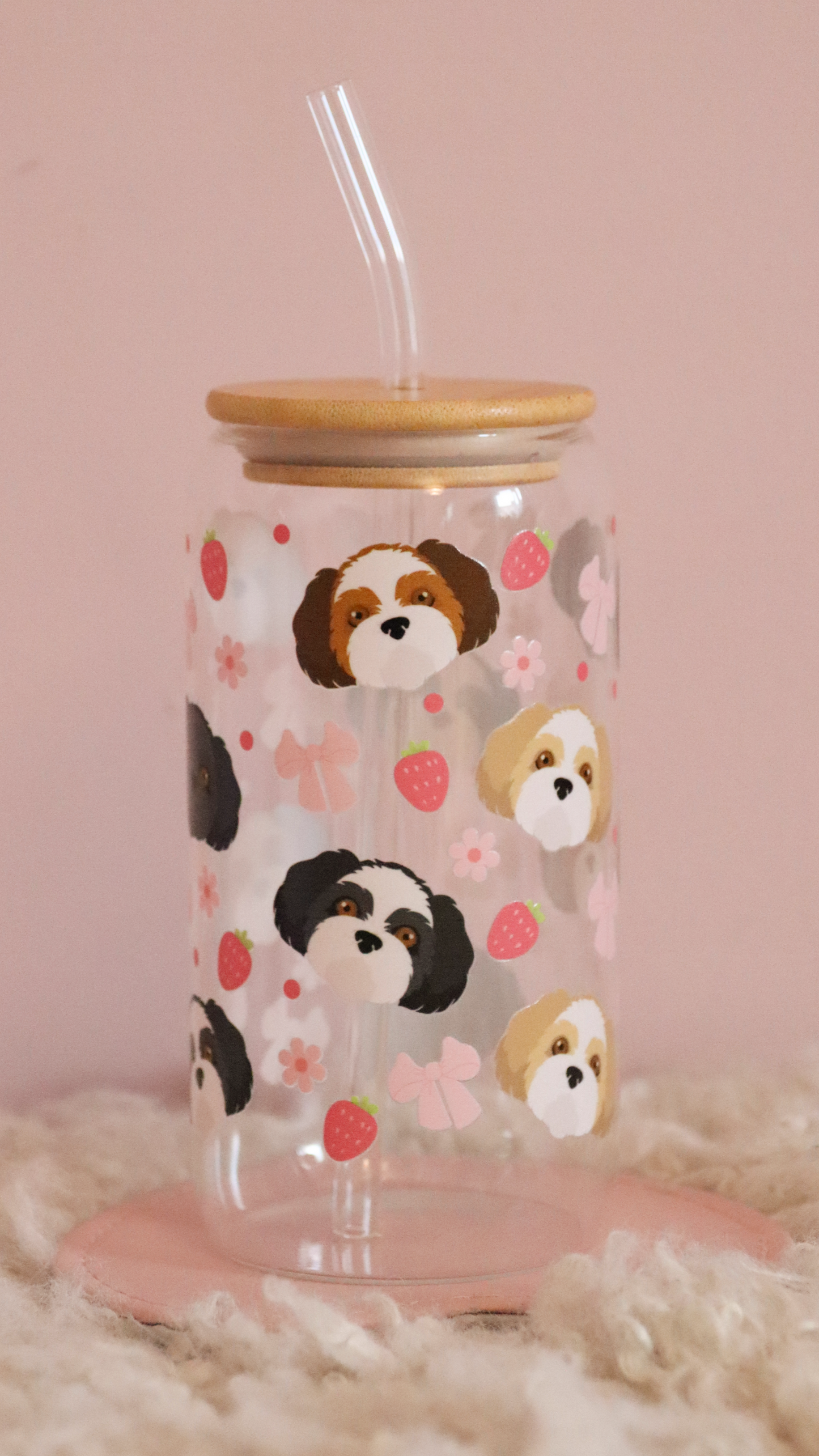 Shih Tzu Pink Strawberry Bows