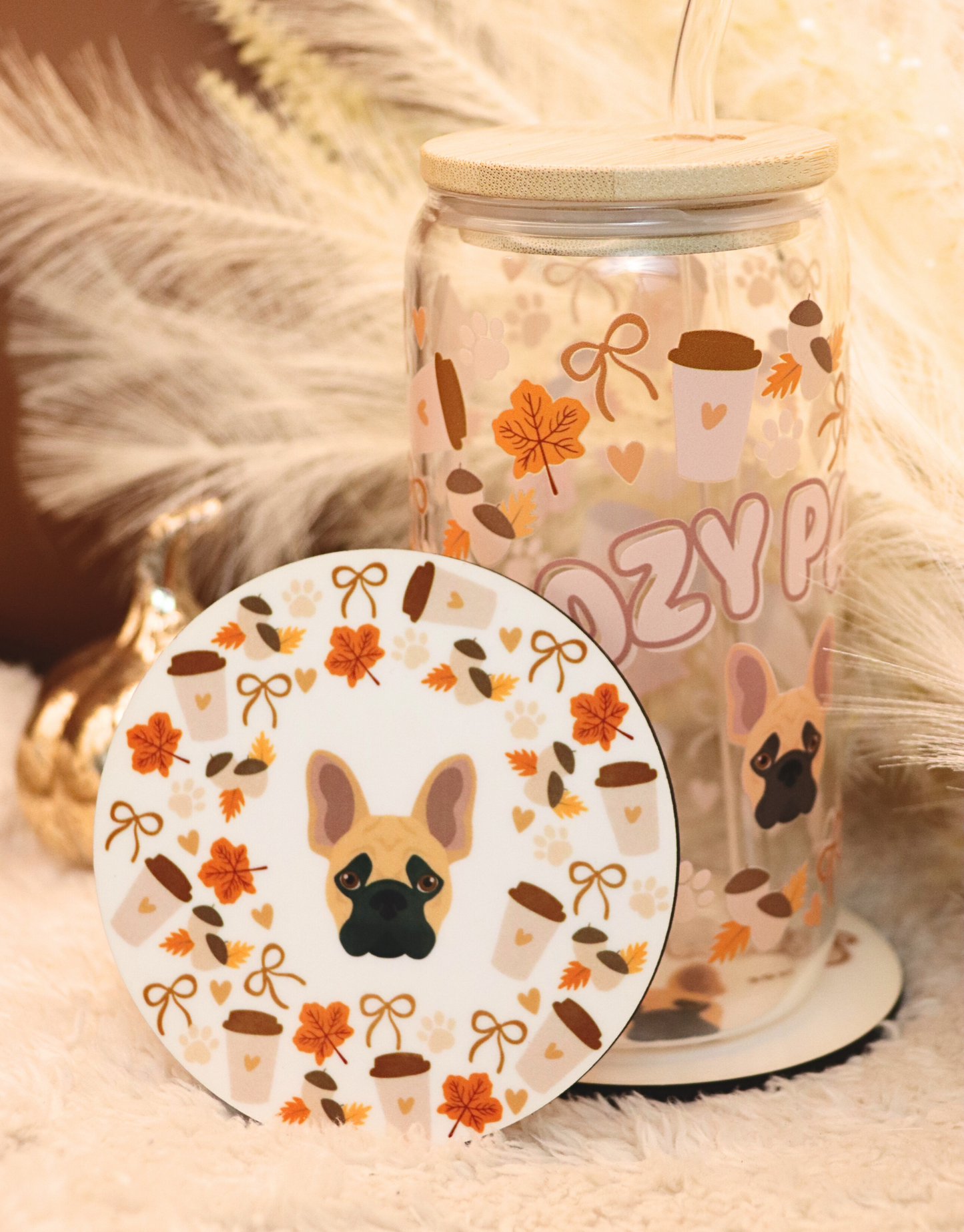 Brown Custom Cozy Paws Coaster