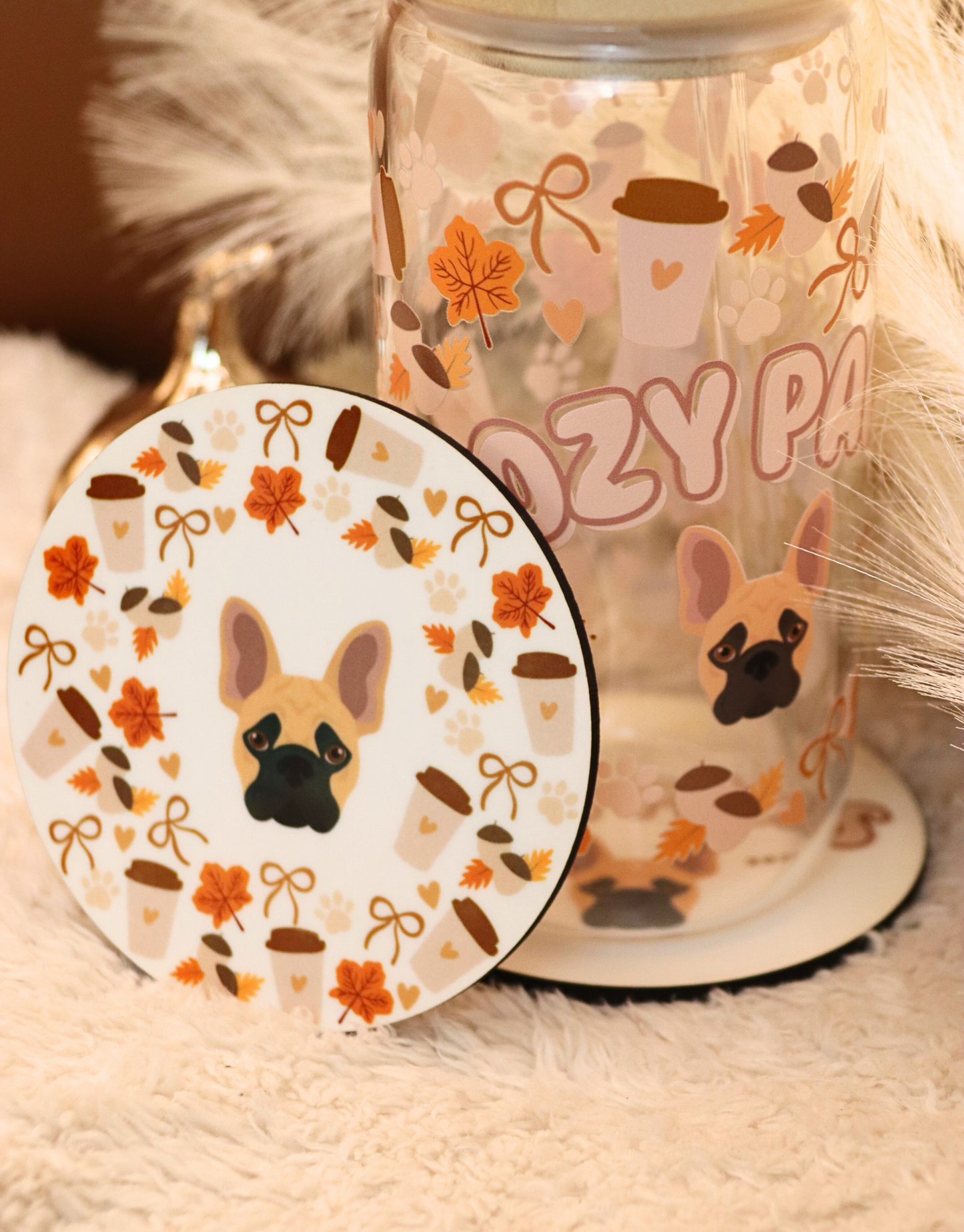 Brown Custom Cozy Paws Coaster