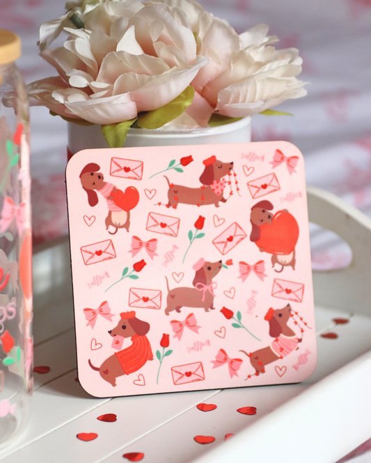 Simply Love Dachshunds Valentines Coaster