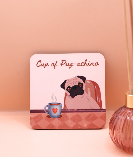 Cup of Pug-achino Coaster (Custom Fur Coat)