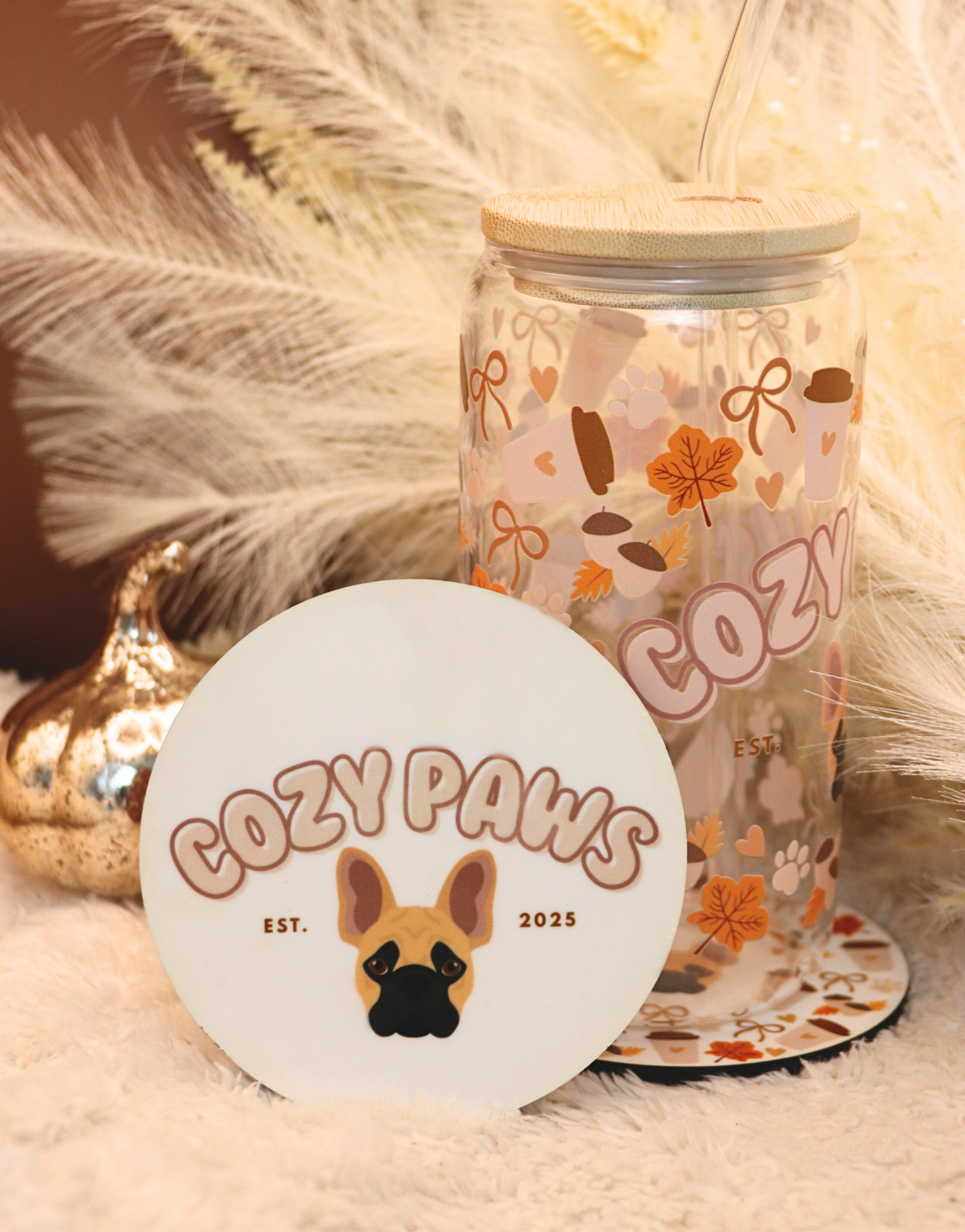 Brown Custom Cozy Paws Coaster