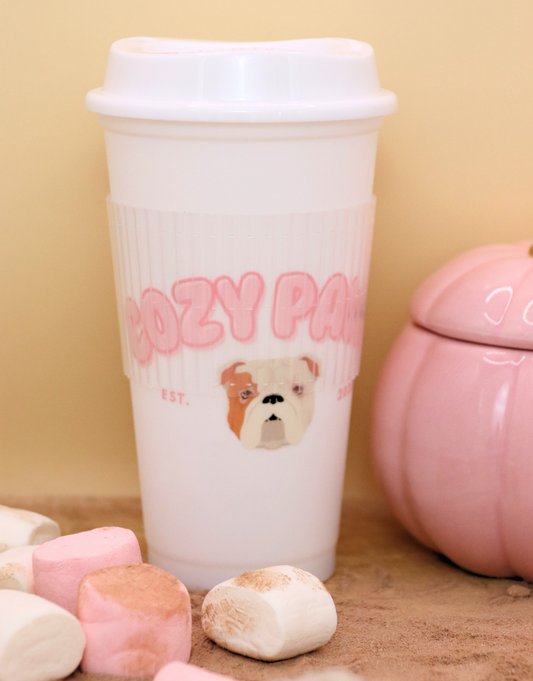 Pink Custom Cozy Paws Coffee Cup