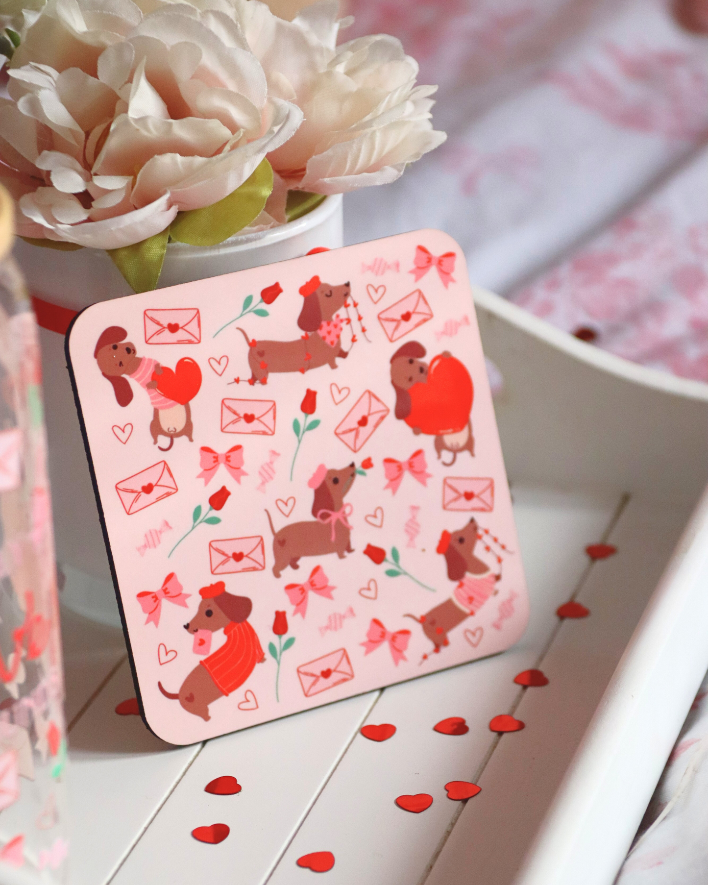 Simply Love Dachshunds Valentines Coaster