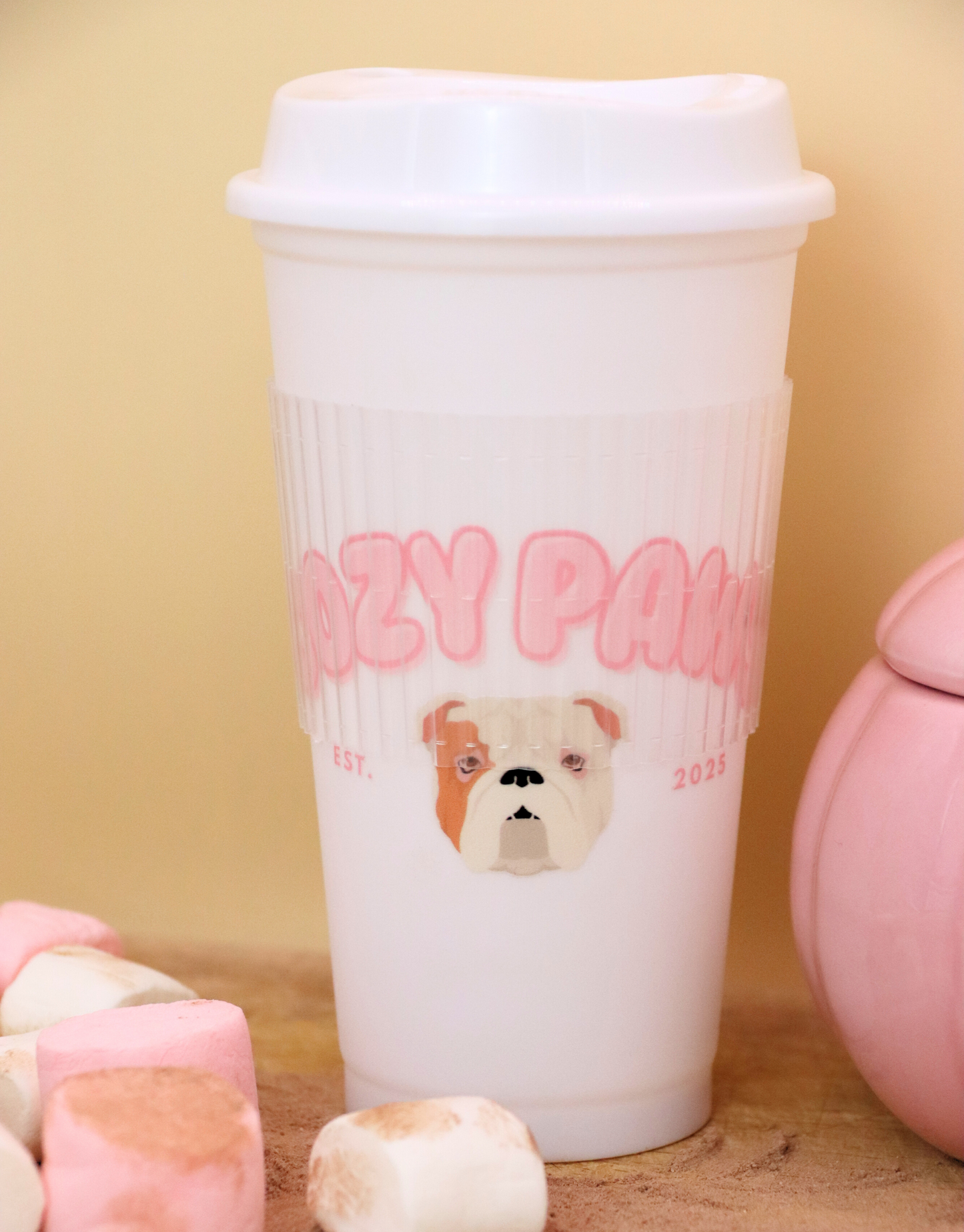 Pink Custom Cozy Paws Coffee Cup