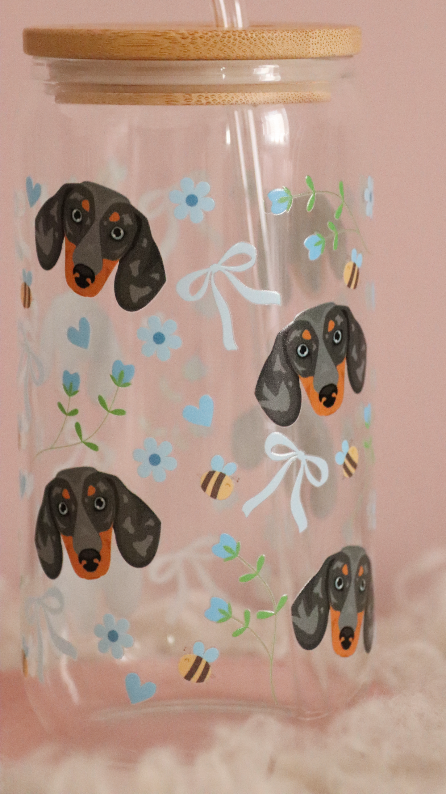 Dappled Dachshund Blue Bee Bows
