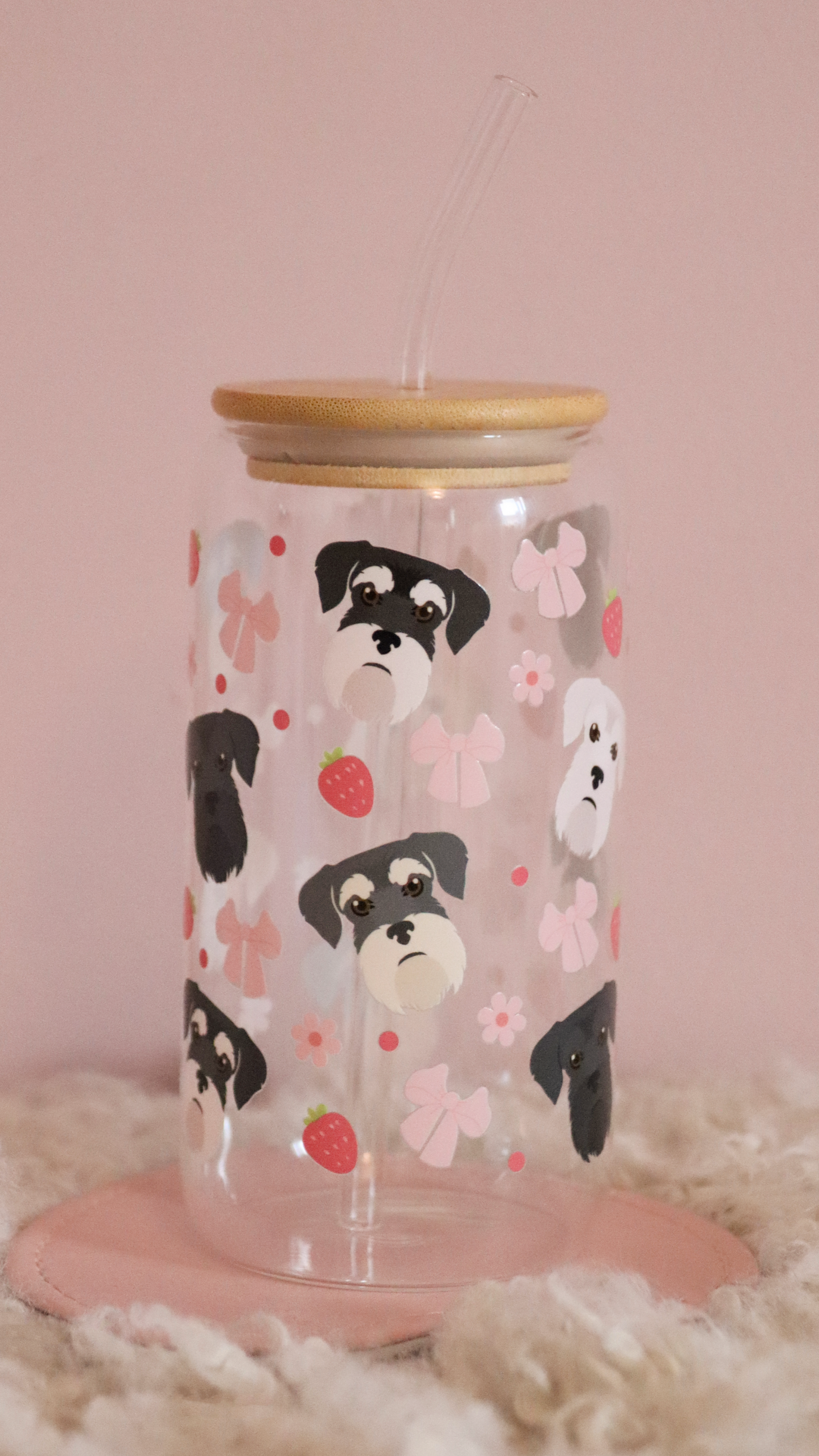 Schnauzer Pink Strawberry Bows