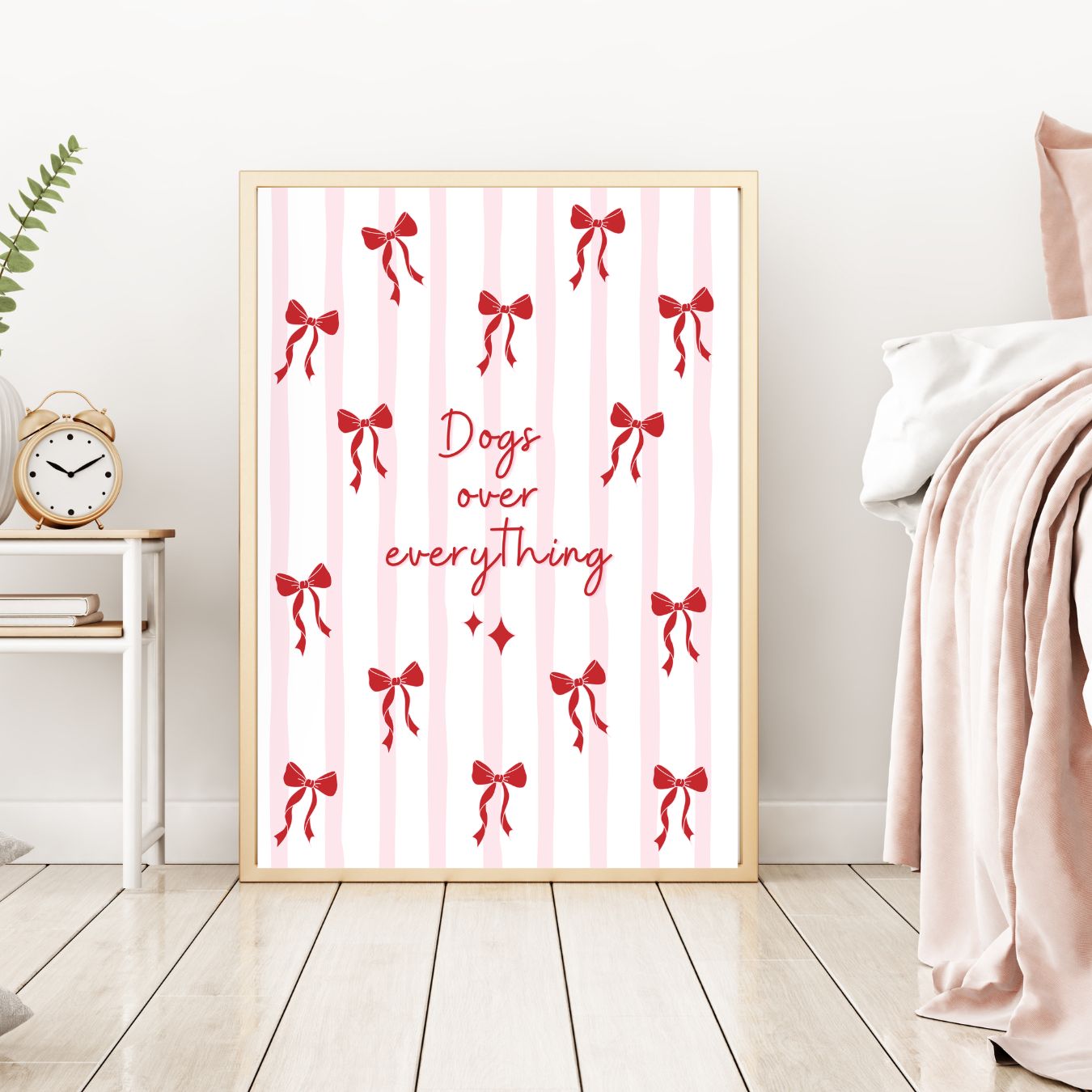 Dogs Over Everything Stripey Bow Print