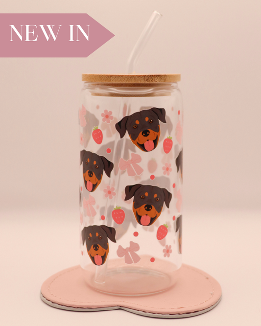 Rottweiler Pink Strawberry Bows