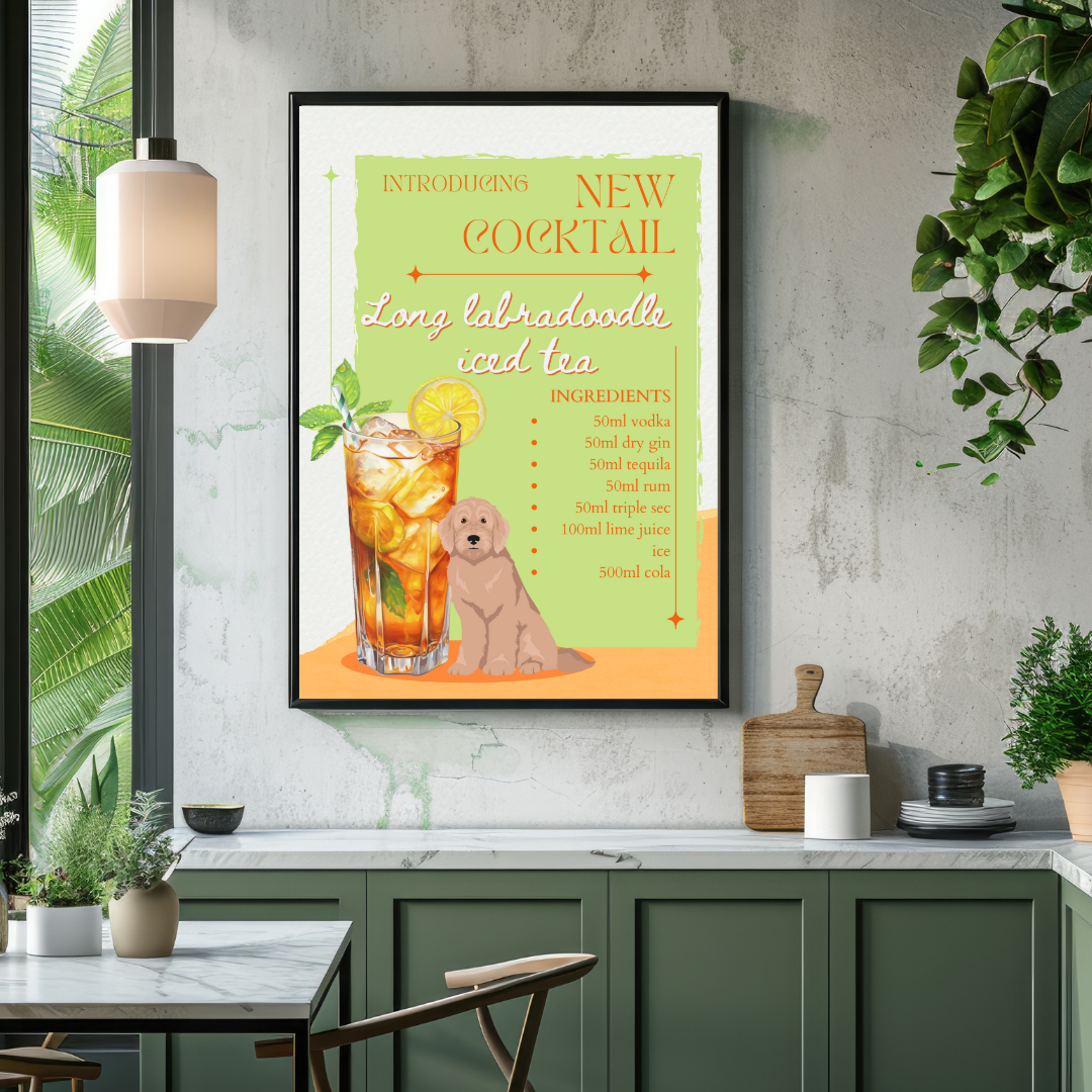 Long Labradoodle Iced Tea Poster