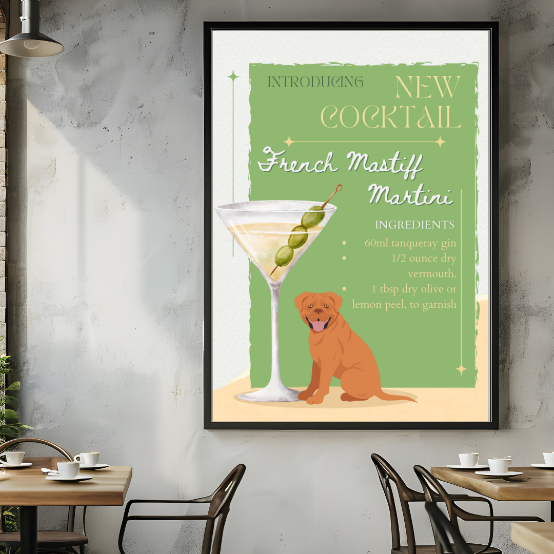 French Mastiff Martini Poster