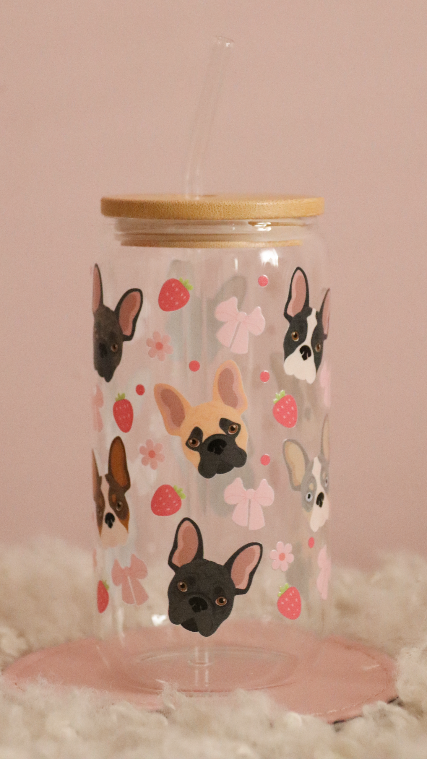 French Bulldog Pink Strawberry Bows