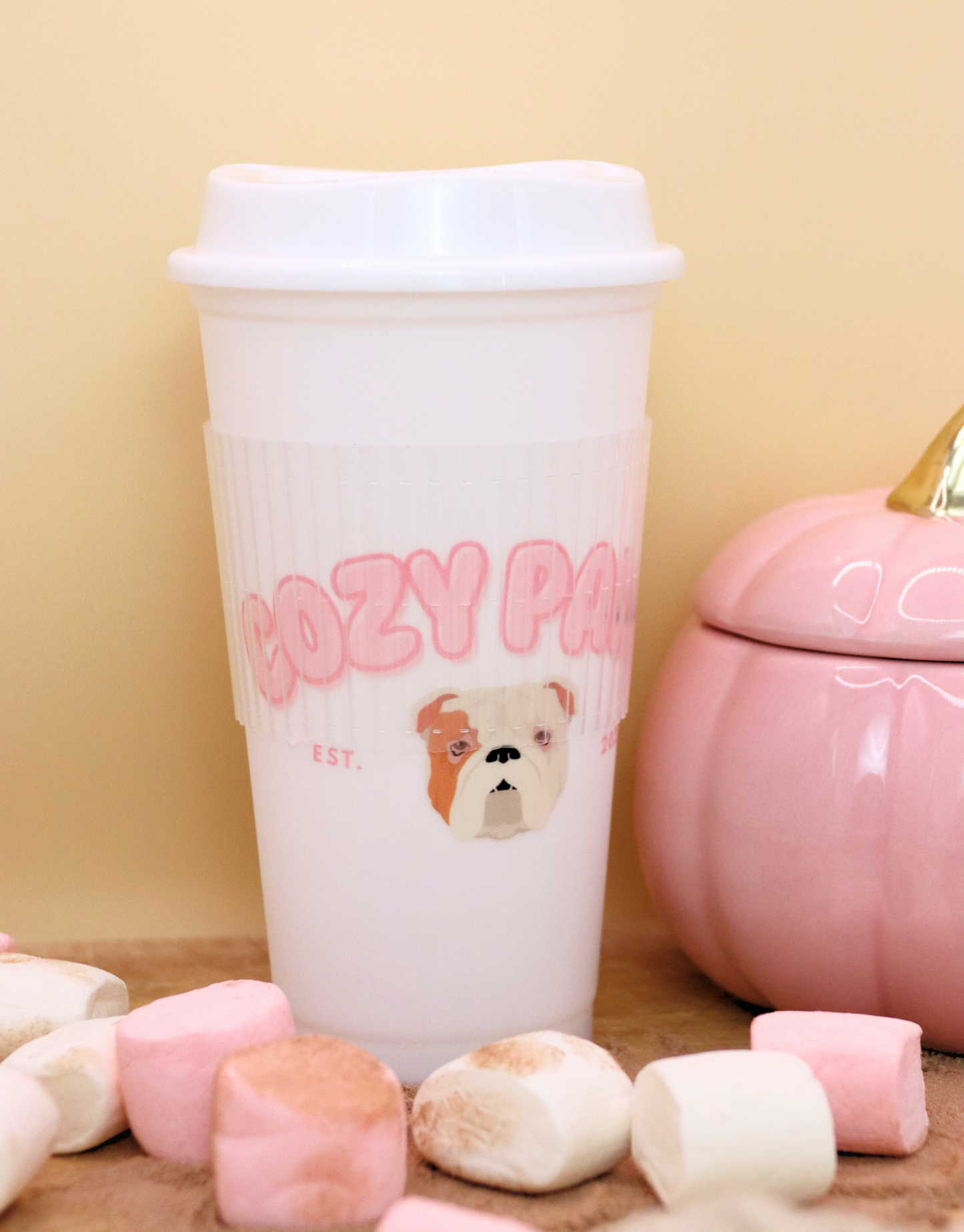 Pink Custom Cozy Paws Coffee Cup