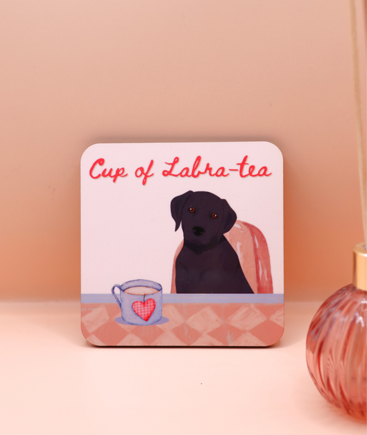 Cup of Labra-Tea / Labrador-a-Latte Coaster (Custom Fur Coat)