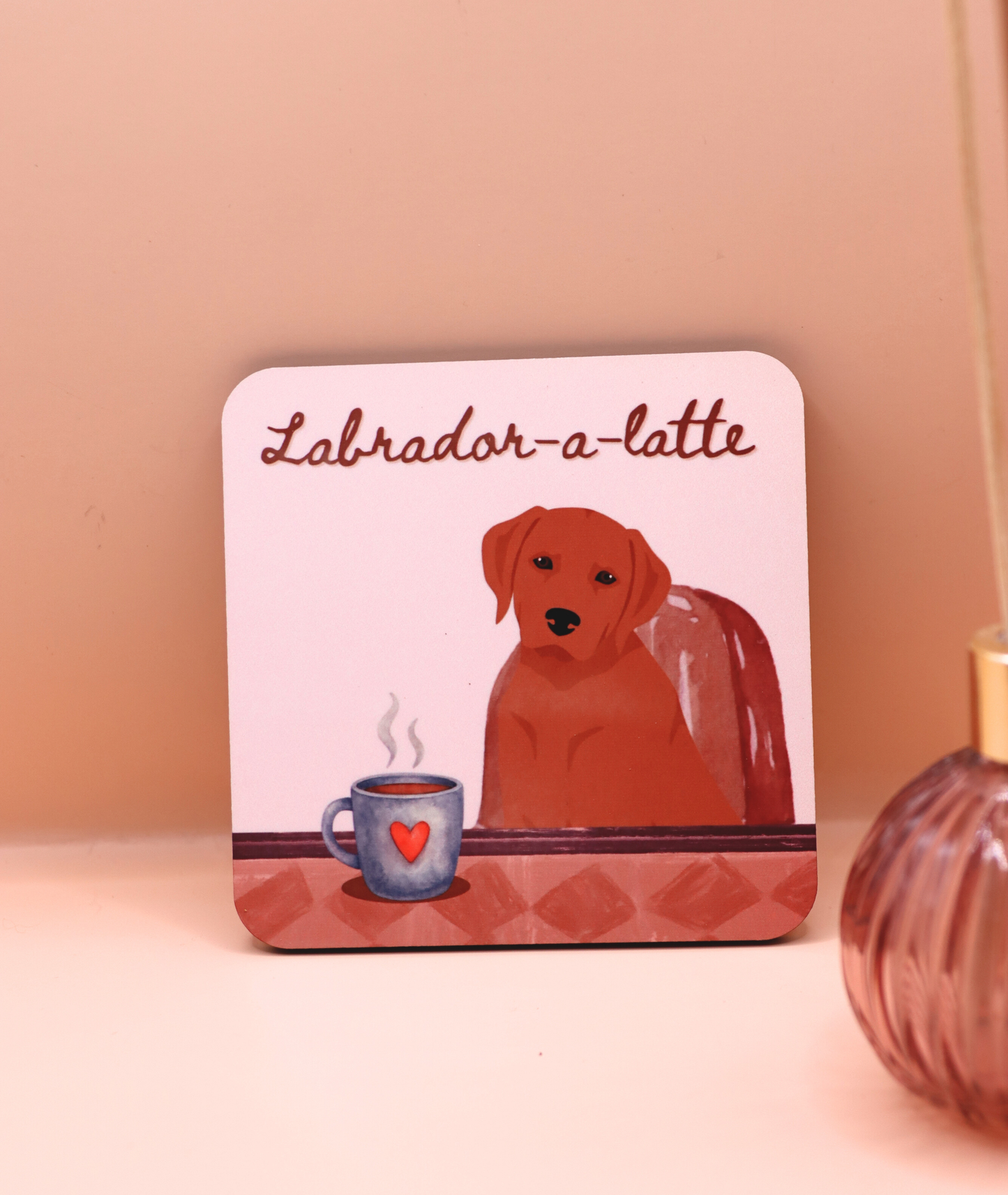 Cup of Labra-Tea / Labrador-a-Latte Coaster (Custom Fur Coat)