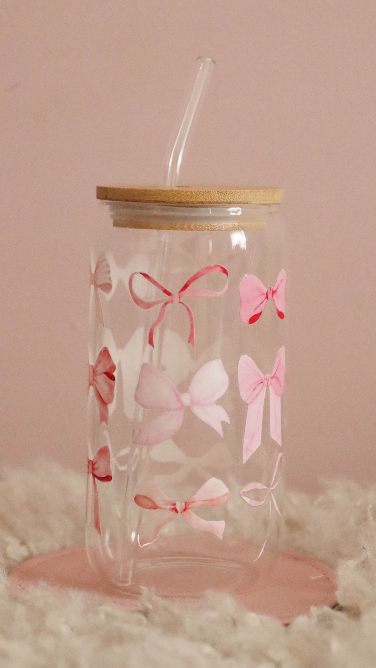 Pink Bow Bamboo Glass