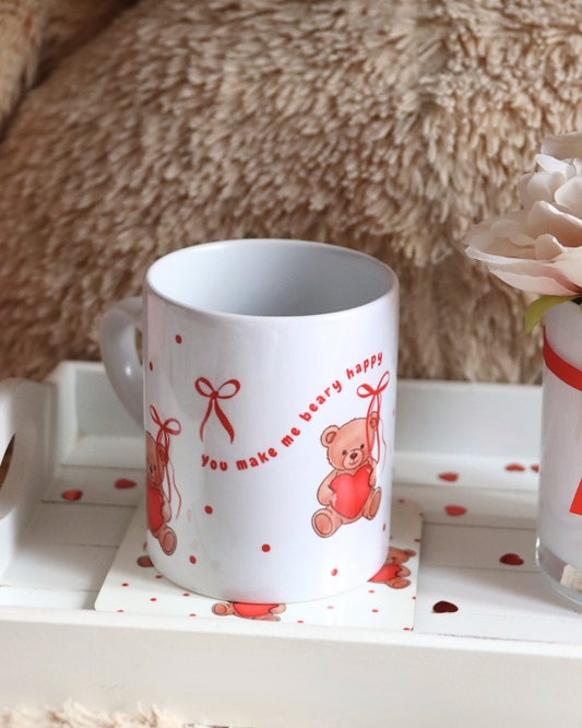 You Make Me Beary Happy Heart Handle Mug