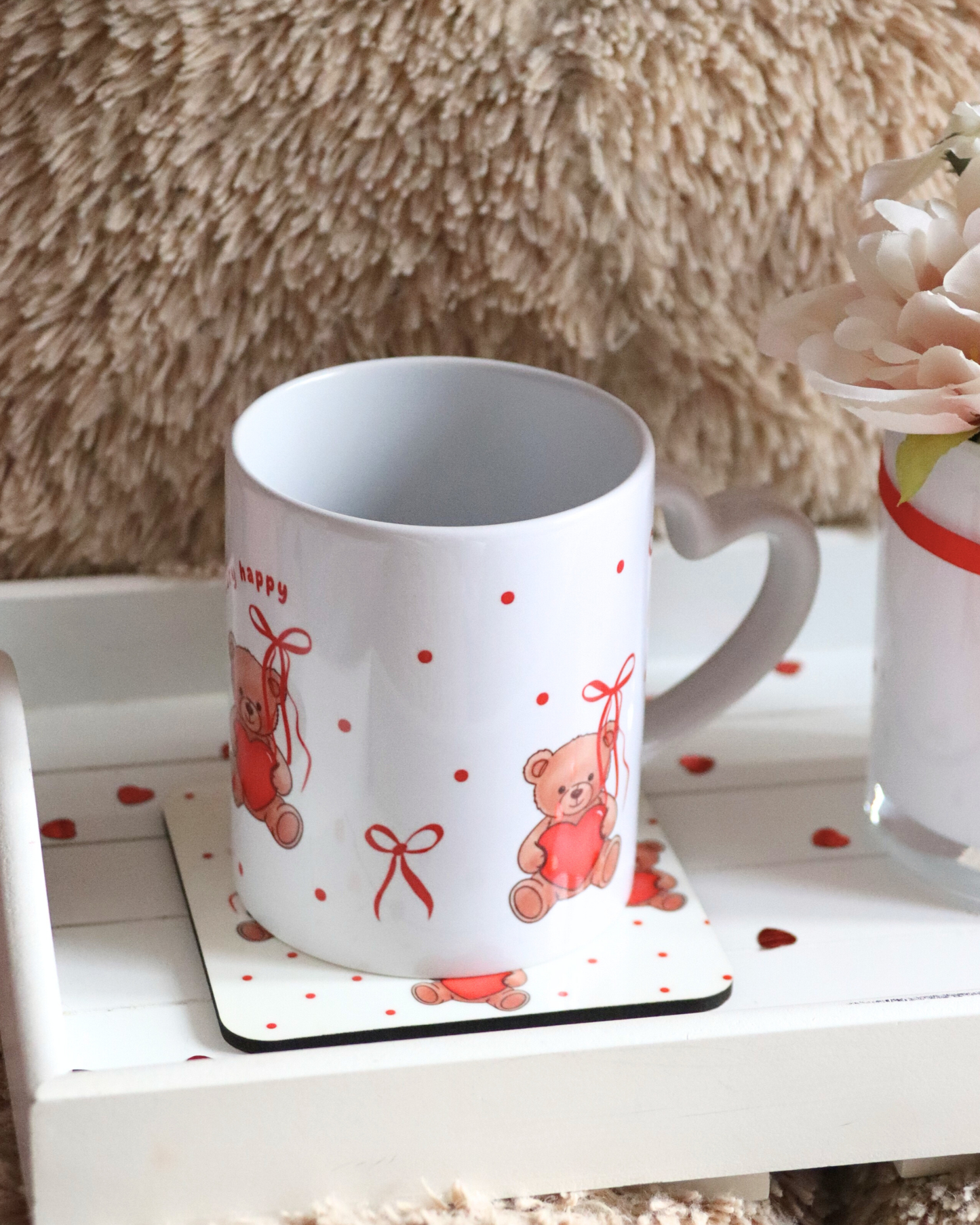 You Make Me Beary Happy Heart Handle Mug