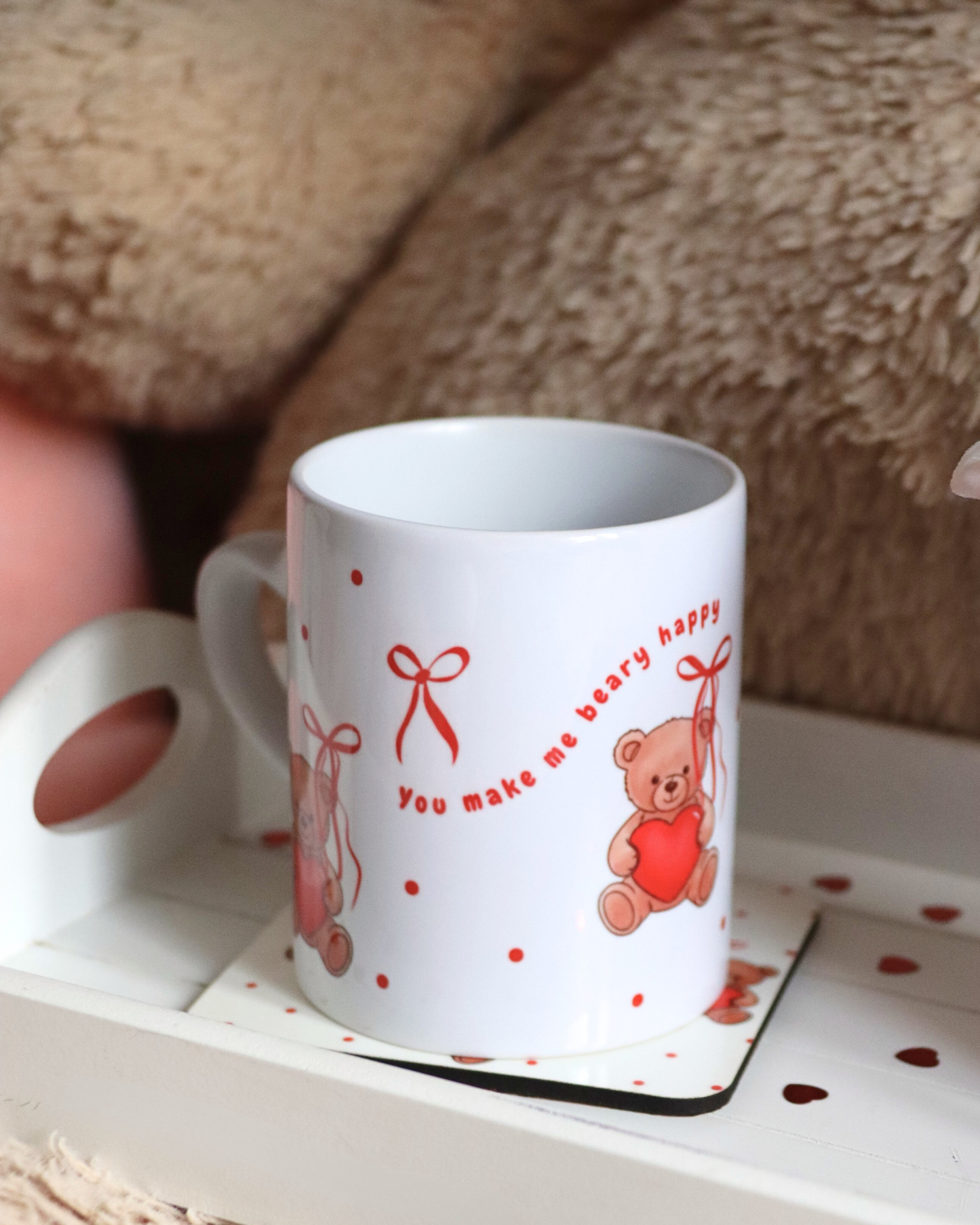You Make Me Beary Happy Heart Handle Mug