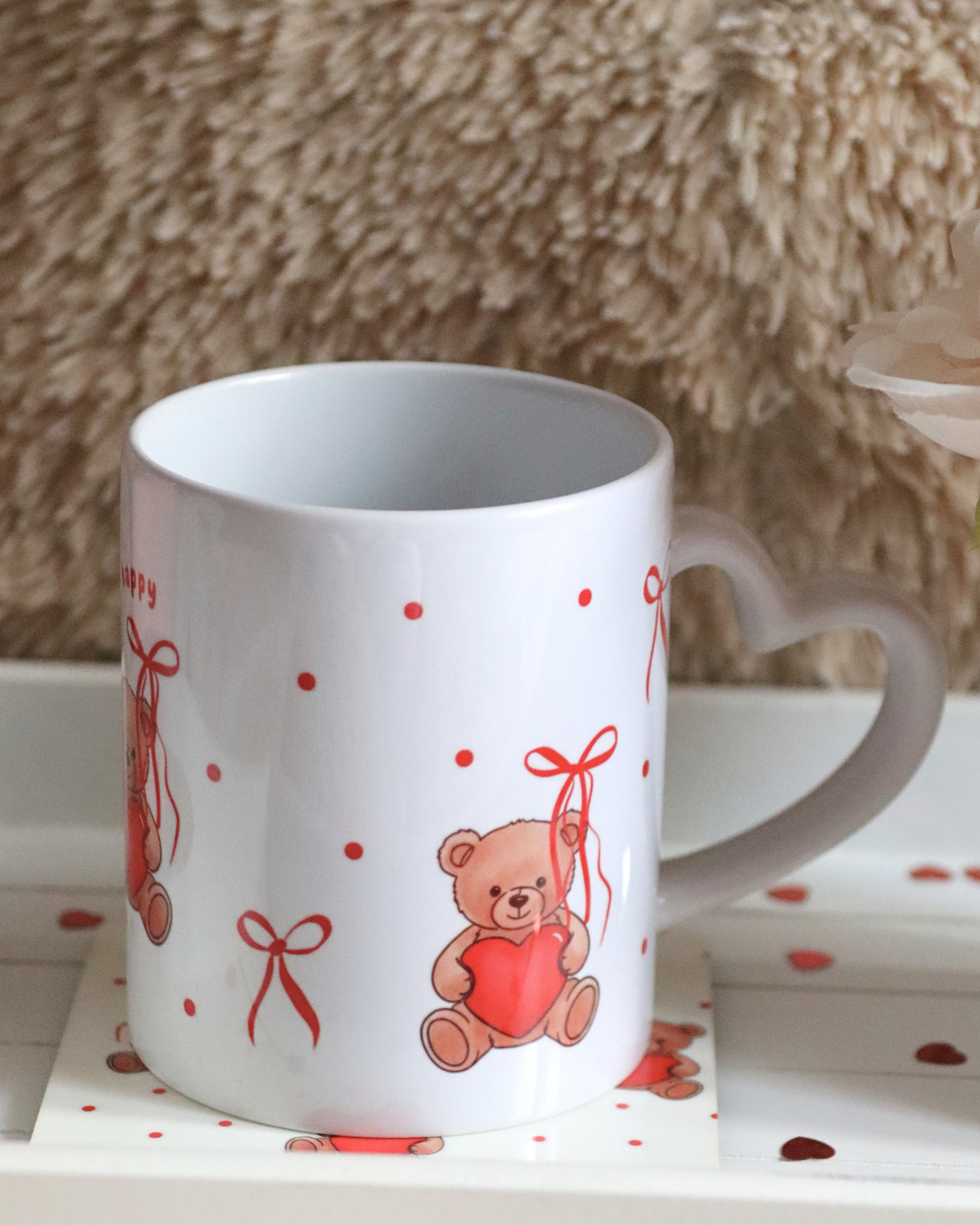 You Make Me Beary Happy Heart Handle Mug