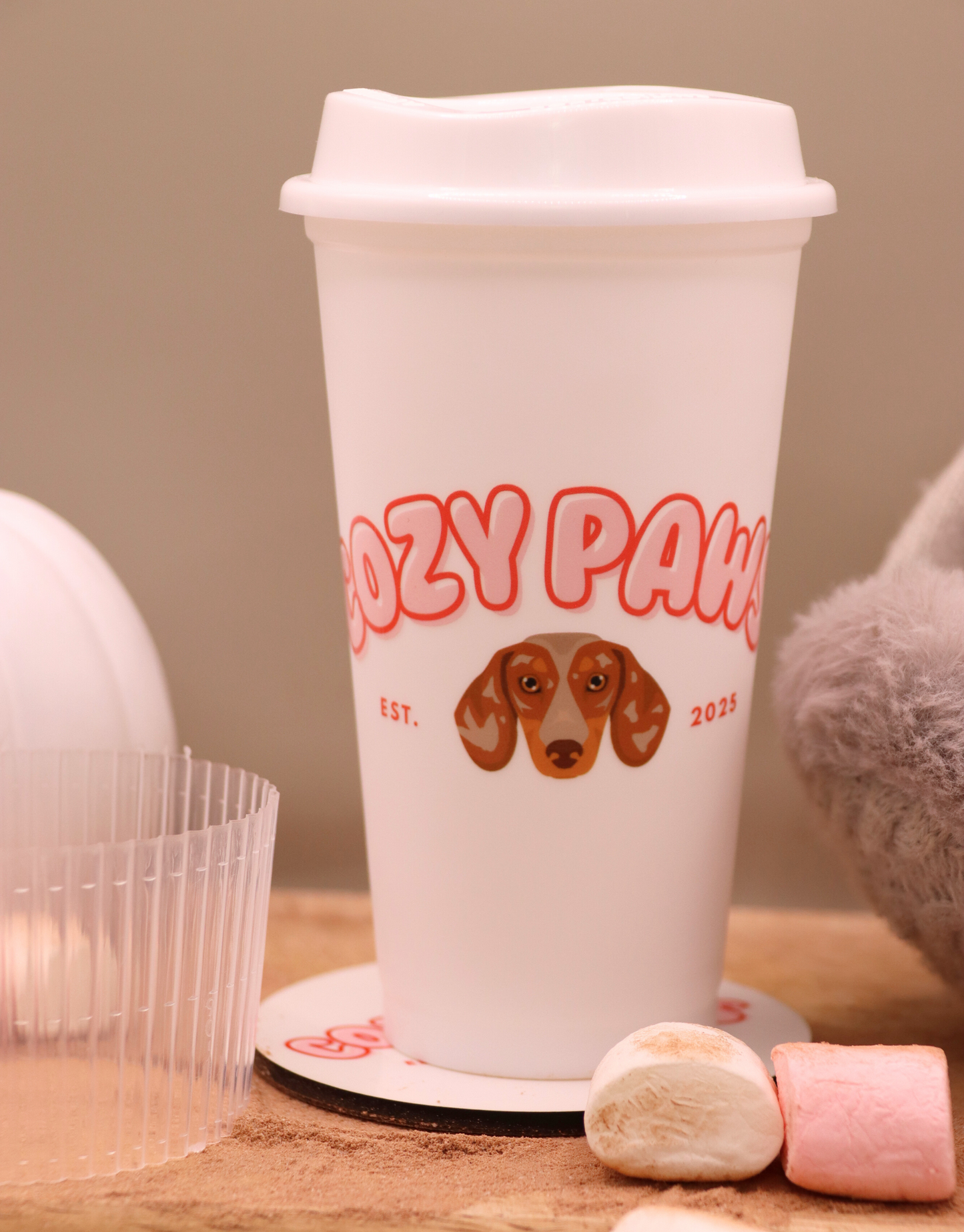 Red Custom Cozy Paws Coffee Cup