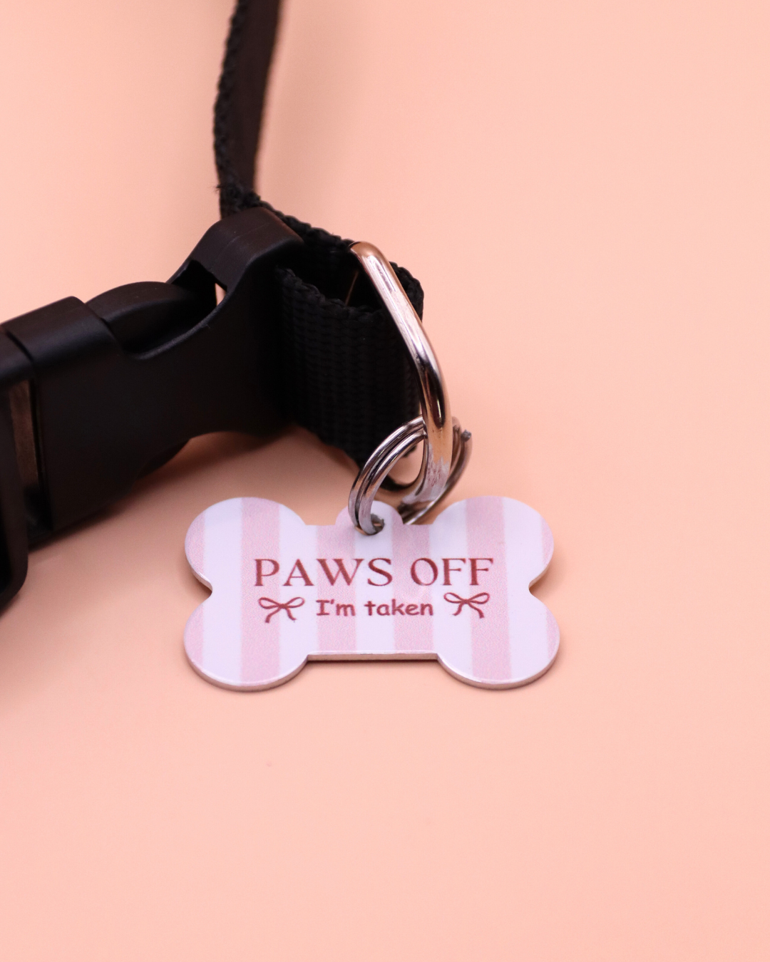 Paws Off Im Taken Bows Dog Tag