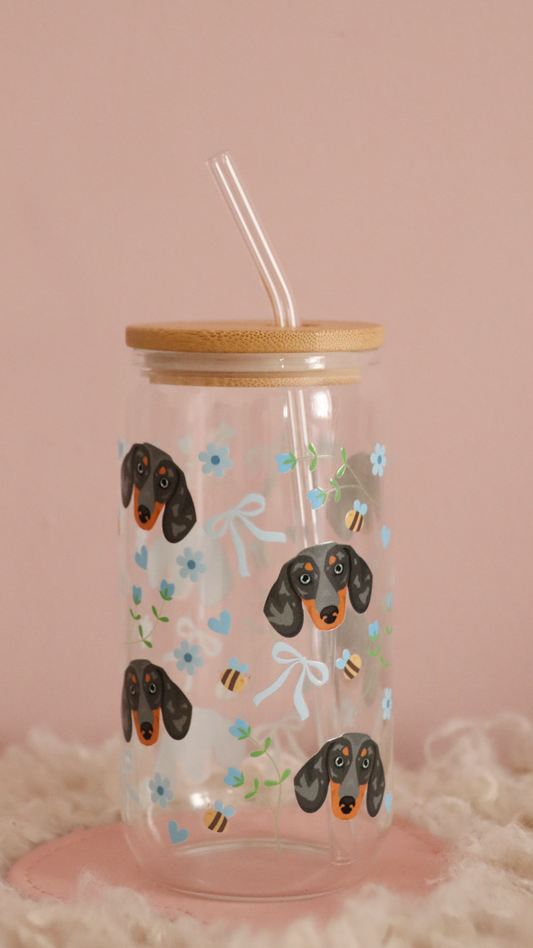 Dappled Dachshund Blue Bee Bows