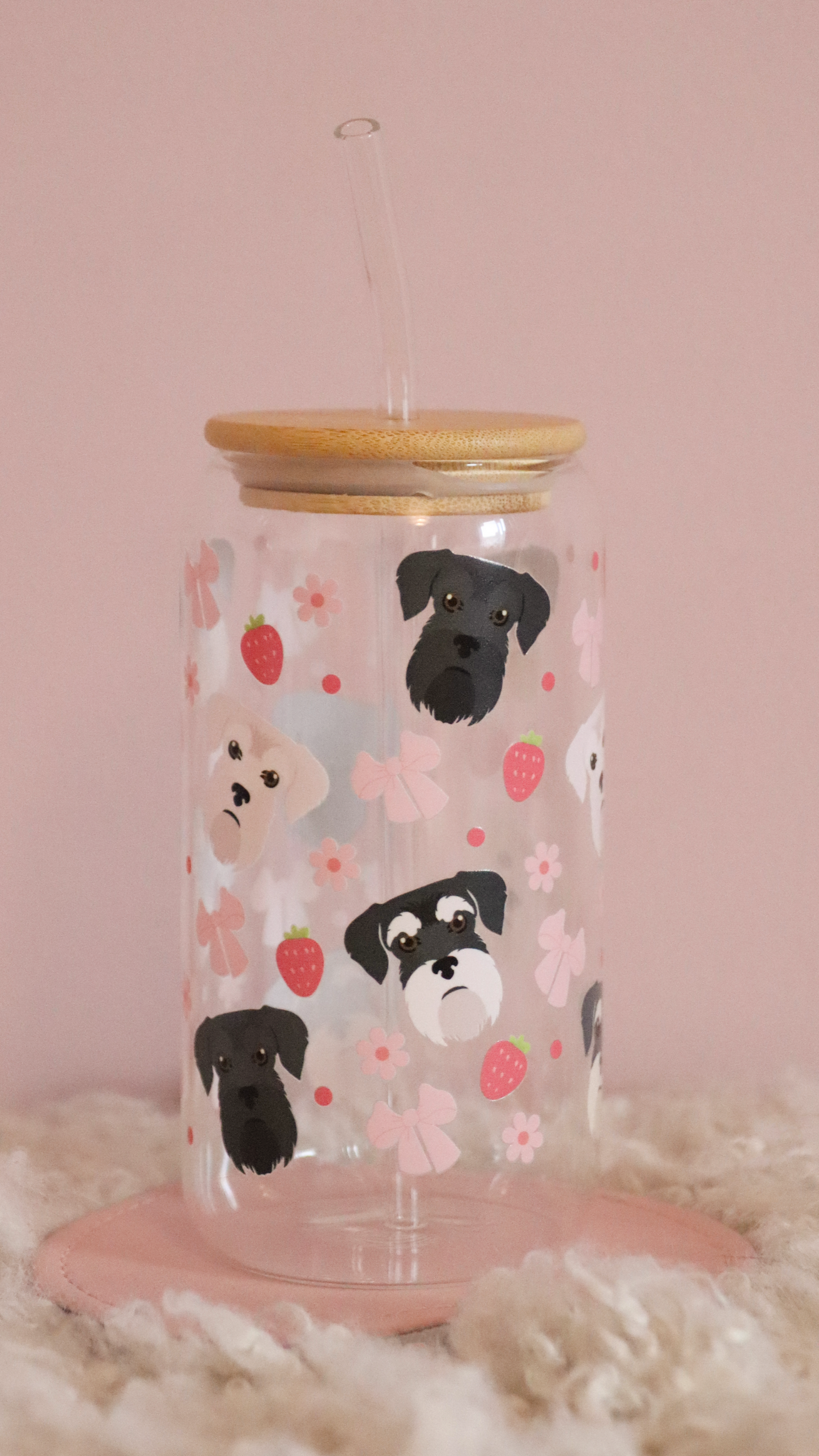 Schnauzer Pink Strawberry Bows