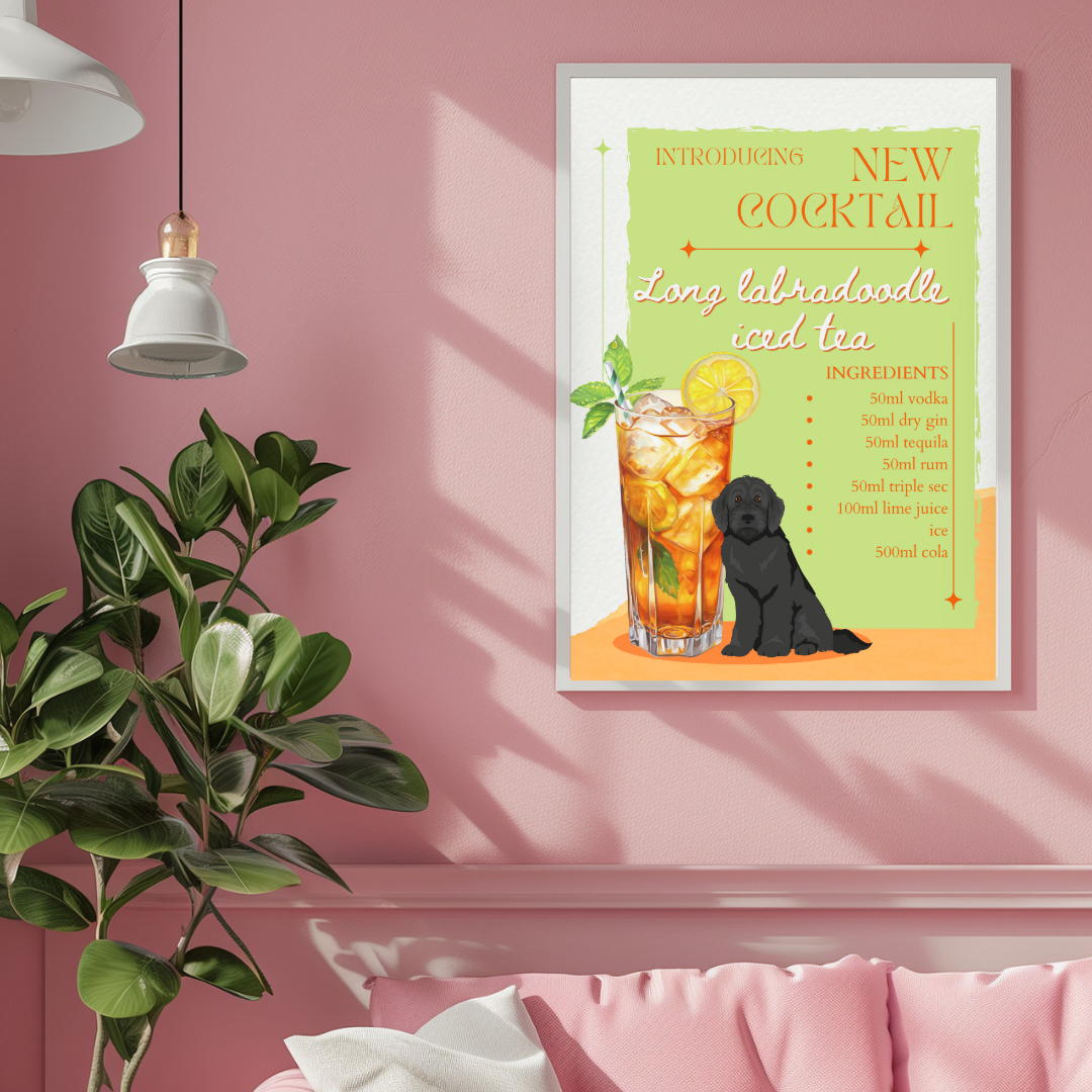 Long Labradoodle Iced Tea Poster