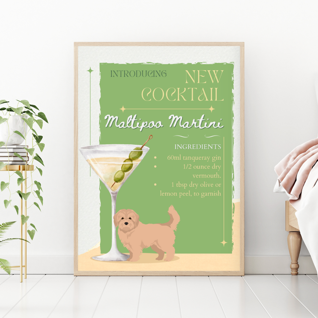 Maltipoo Martini Poster