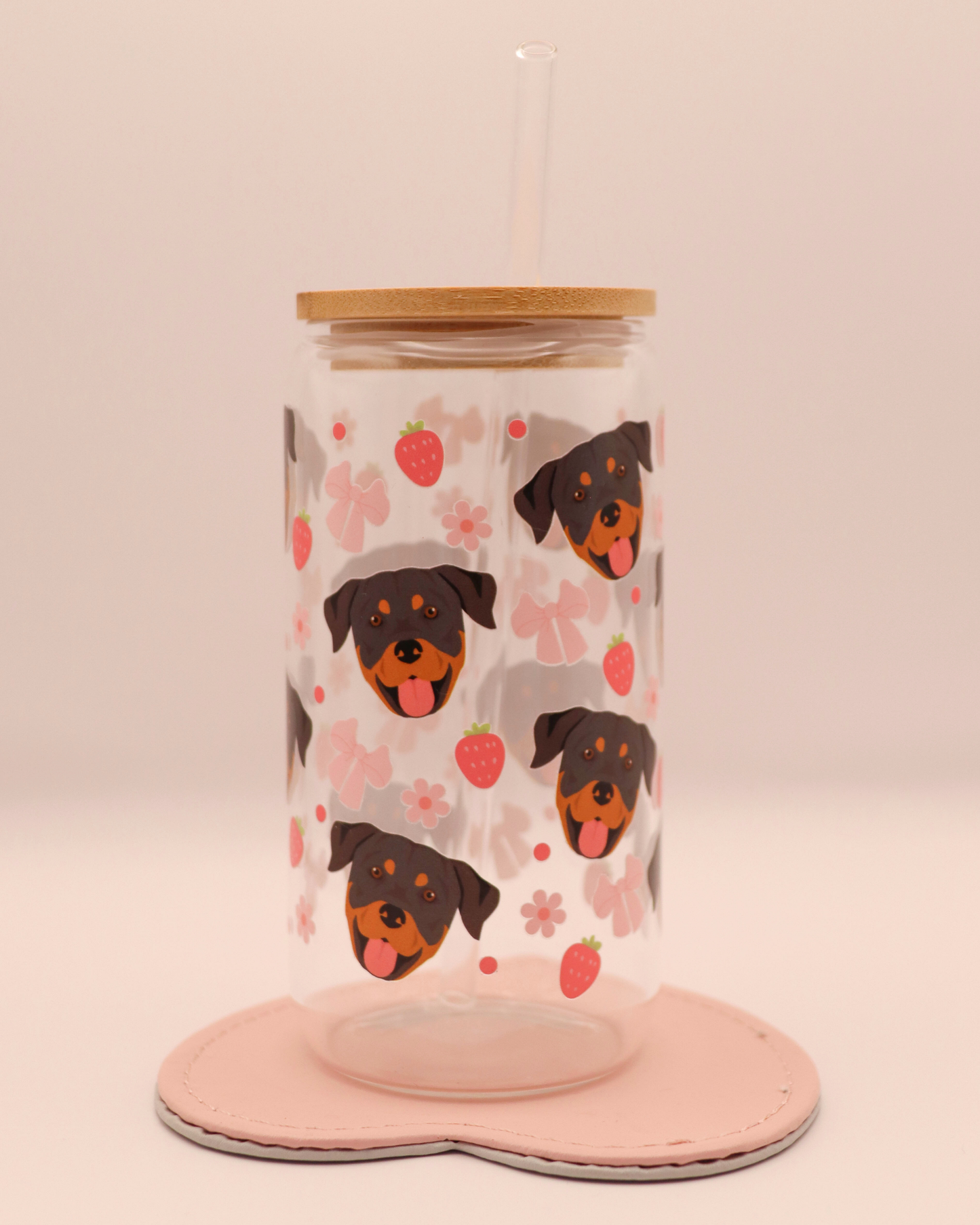 Rottweiler Pink Strawberry Bows