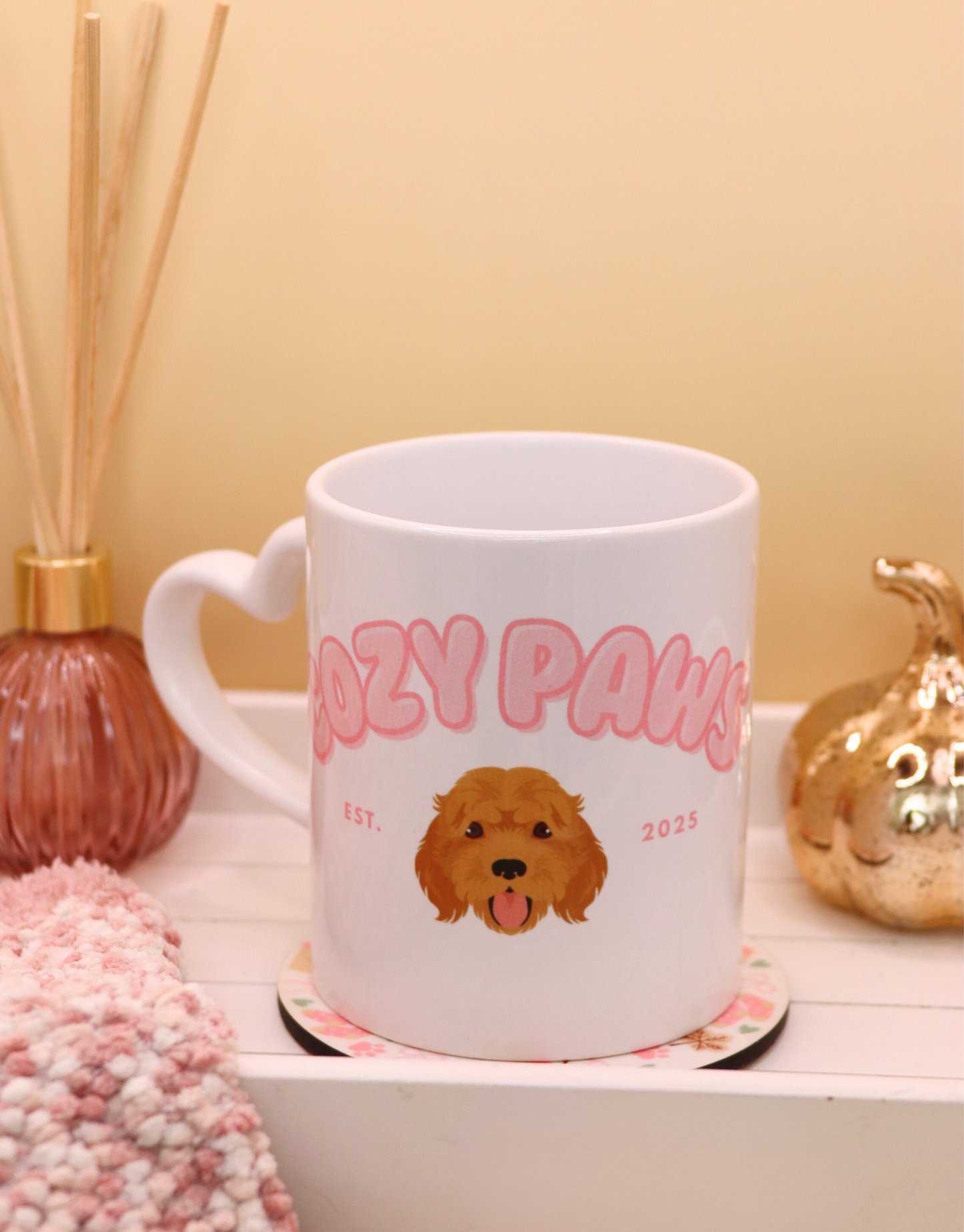 Pink Custom Cozy Paws Mug