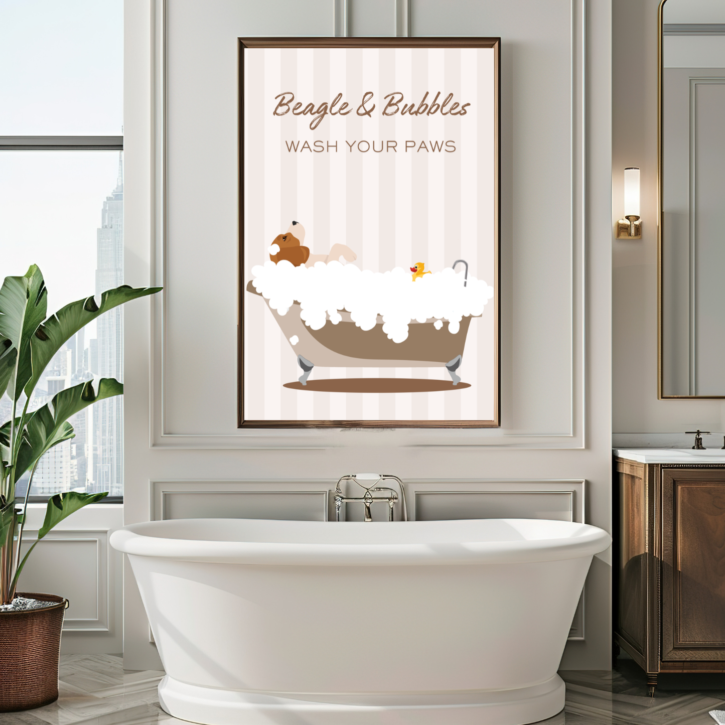 Custom Dog In The Bath Print