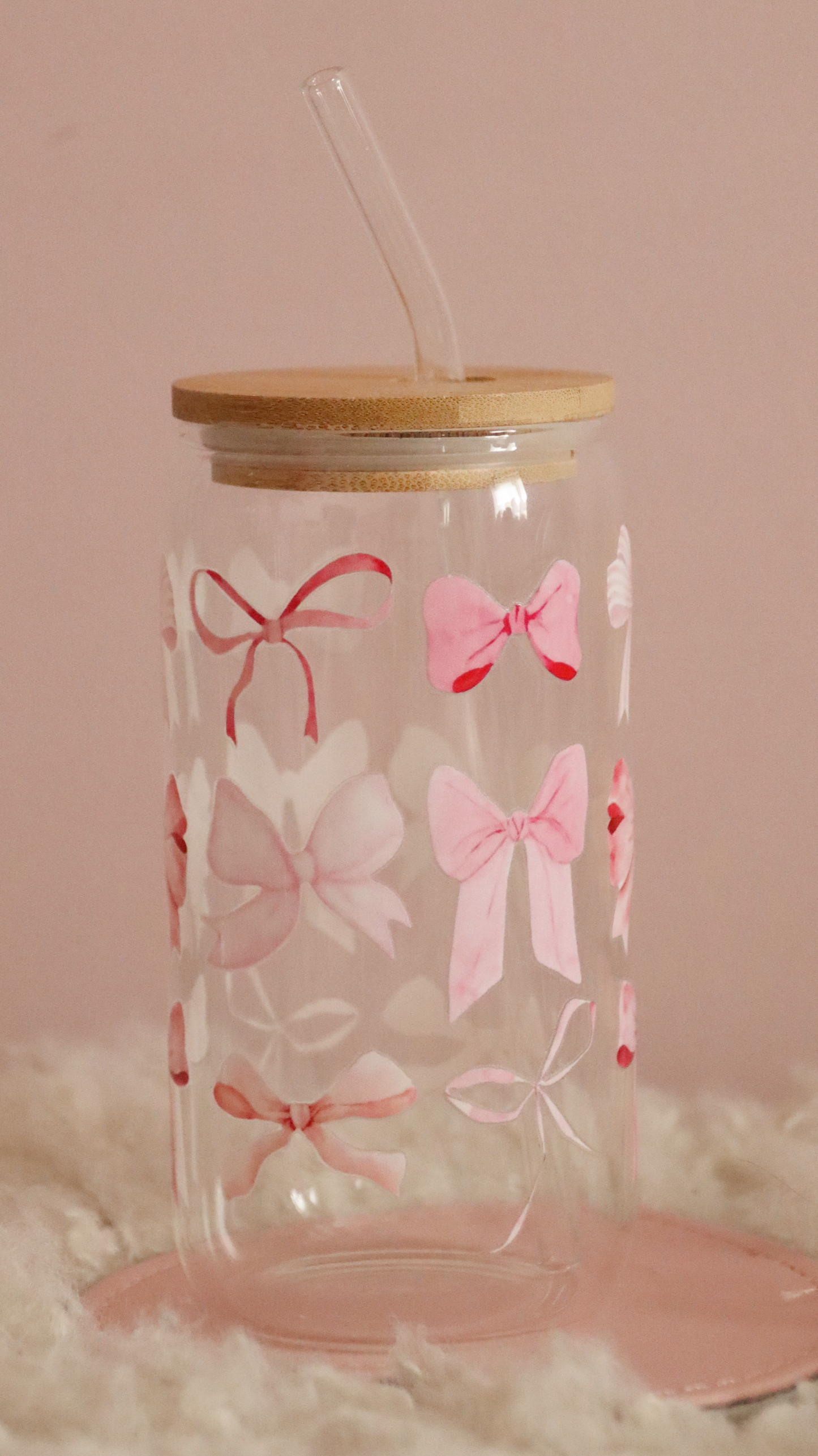 Pink Bow Bamboo Glass