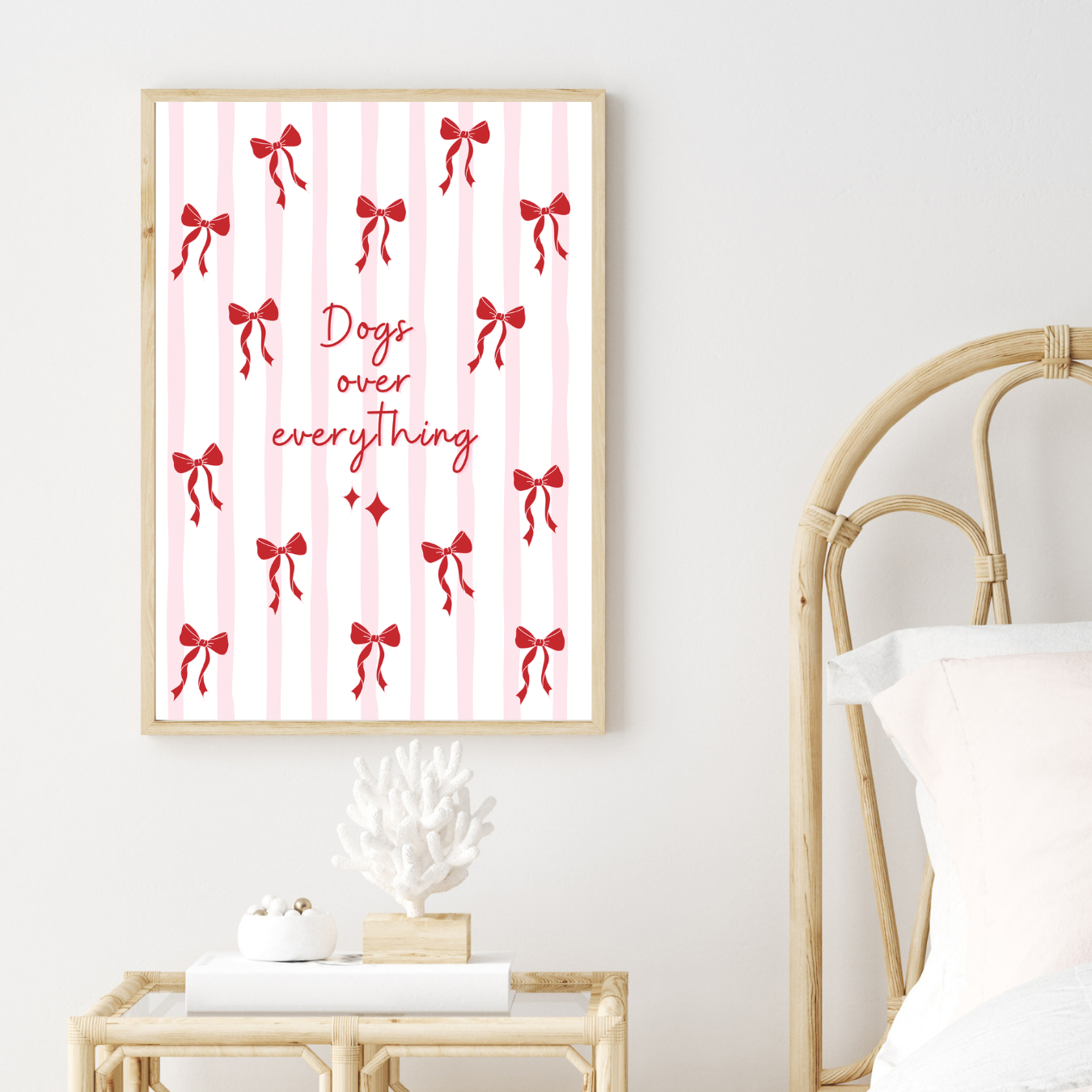 Dogs Over Everything Stripey Bow Print