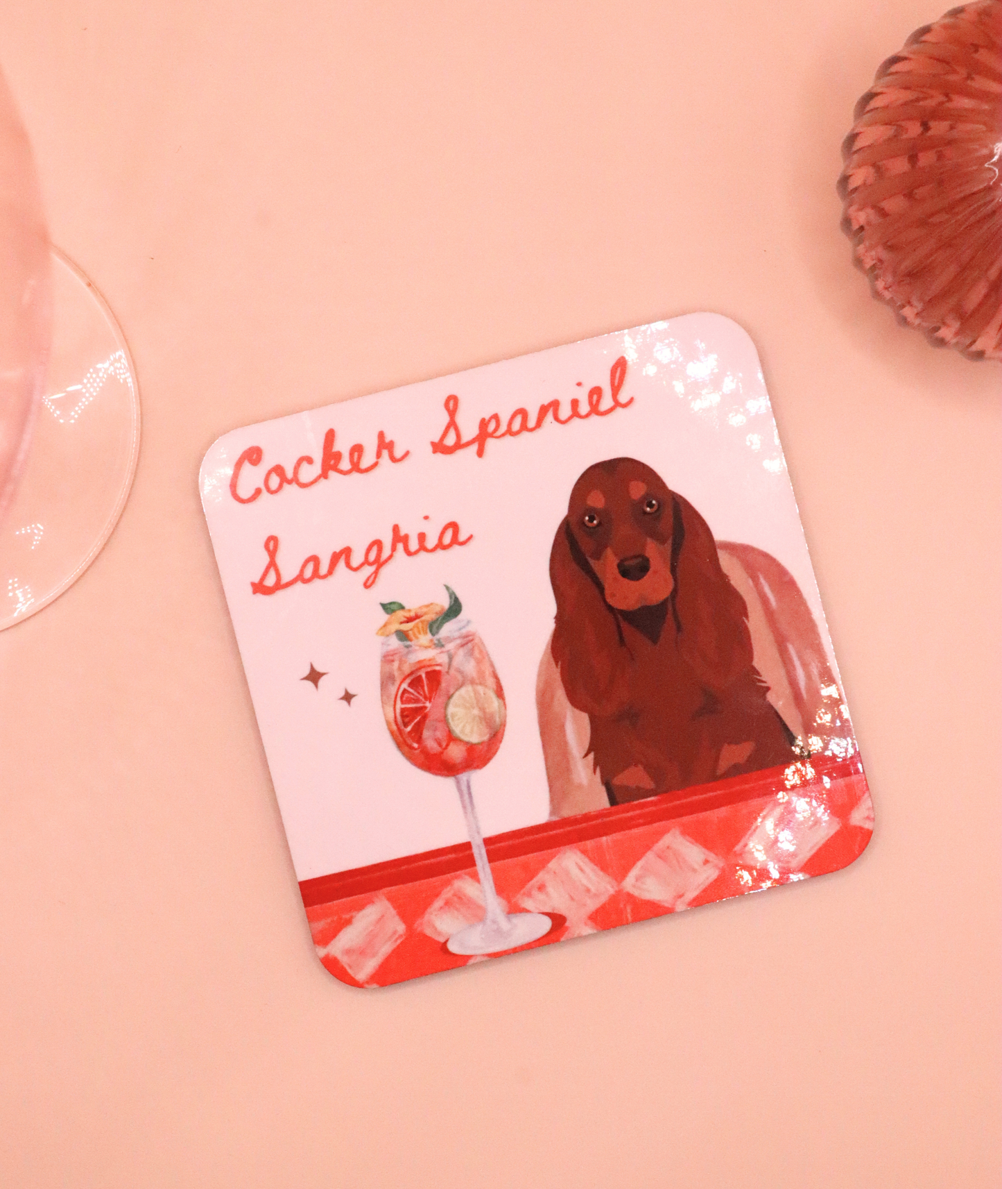 Cocker Spaniel Sangria Coaster (Custom Fur Coat)