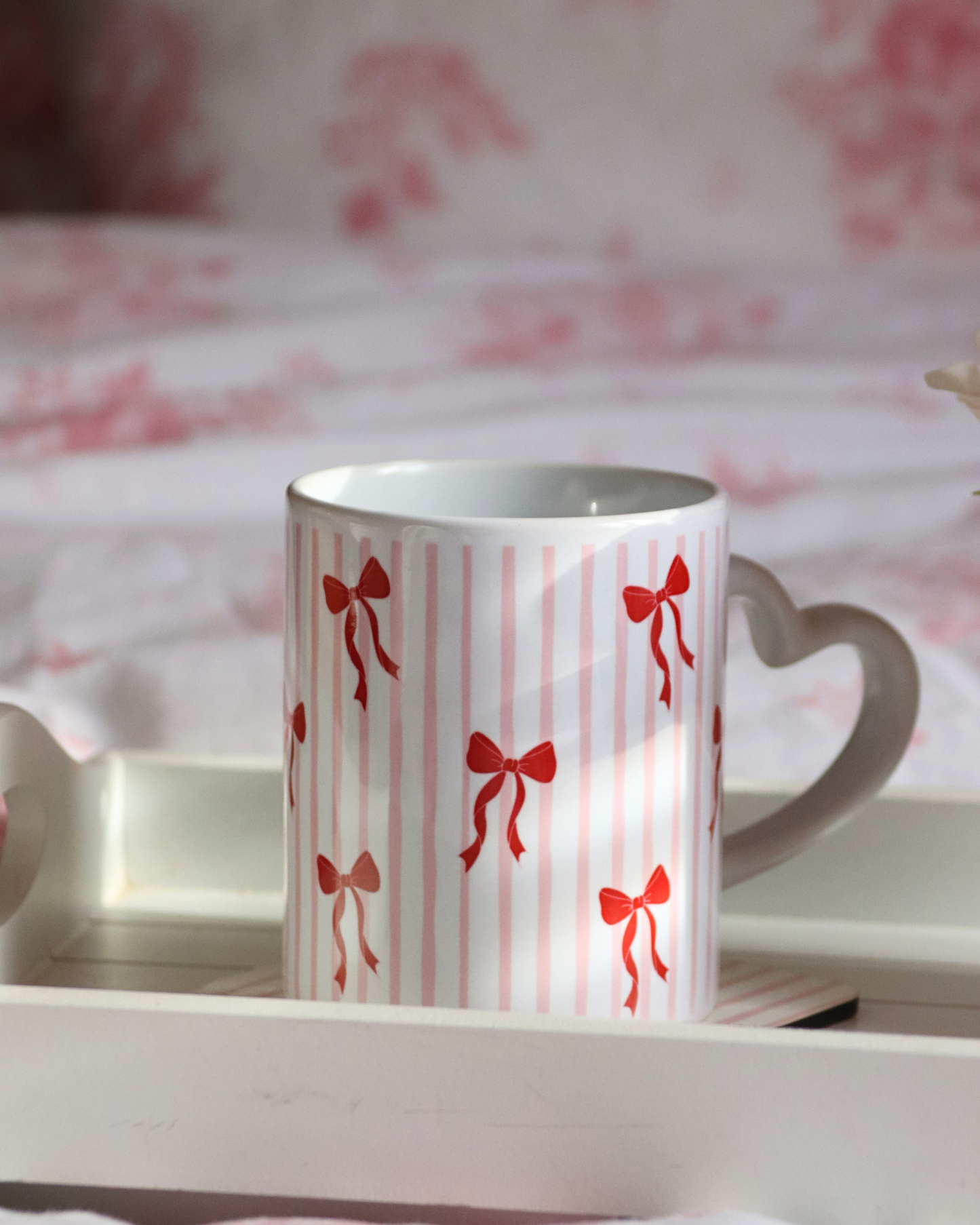 Dogs Over Everything Stripey Bow Mug