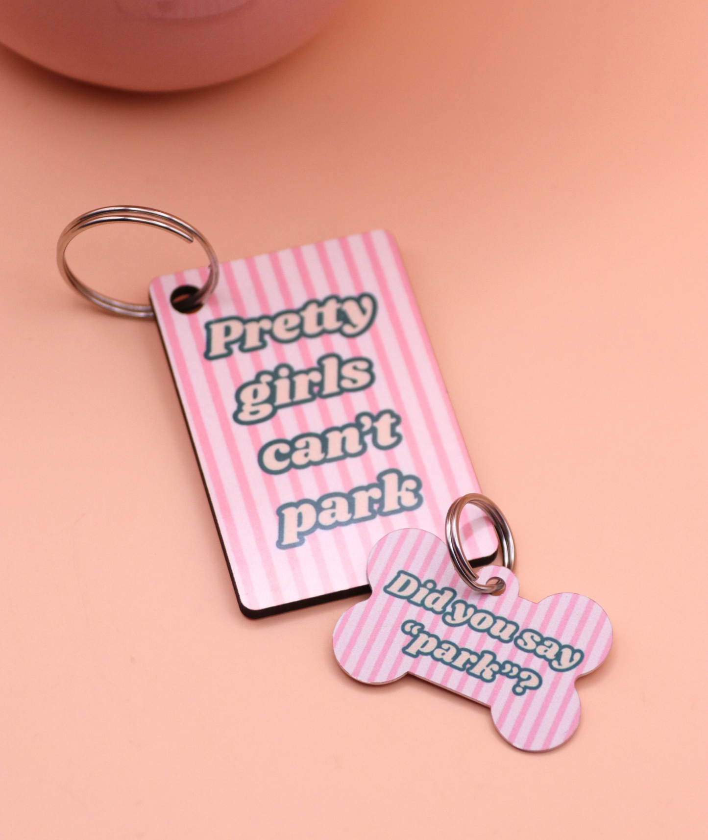 Pretty Girls Can't Park - Did You Say 'Park'? Keyring & Dog Tag Set